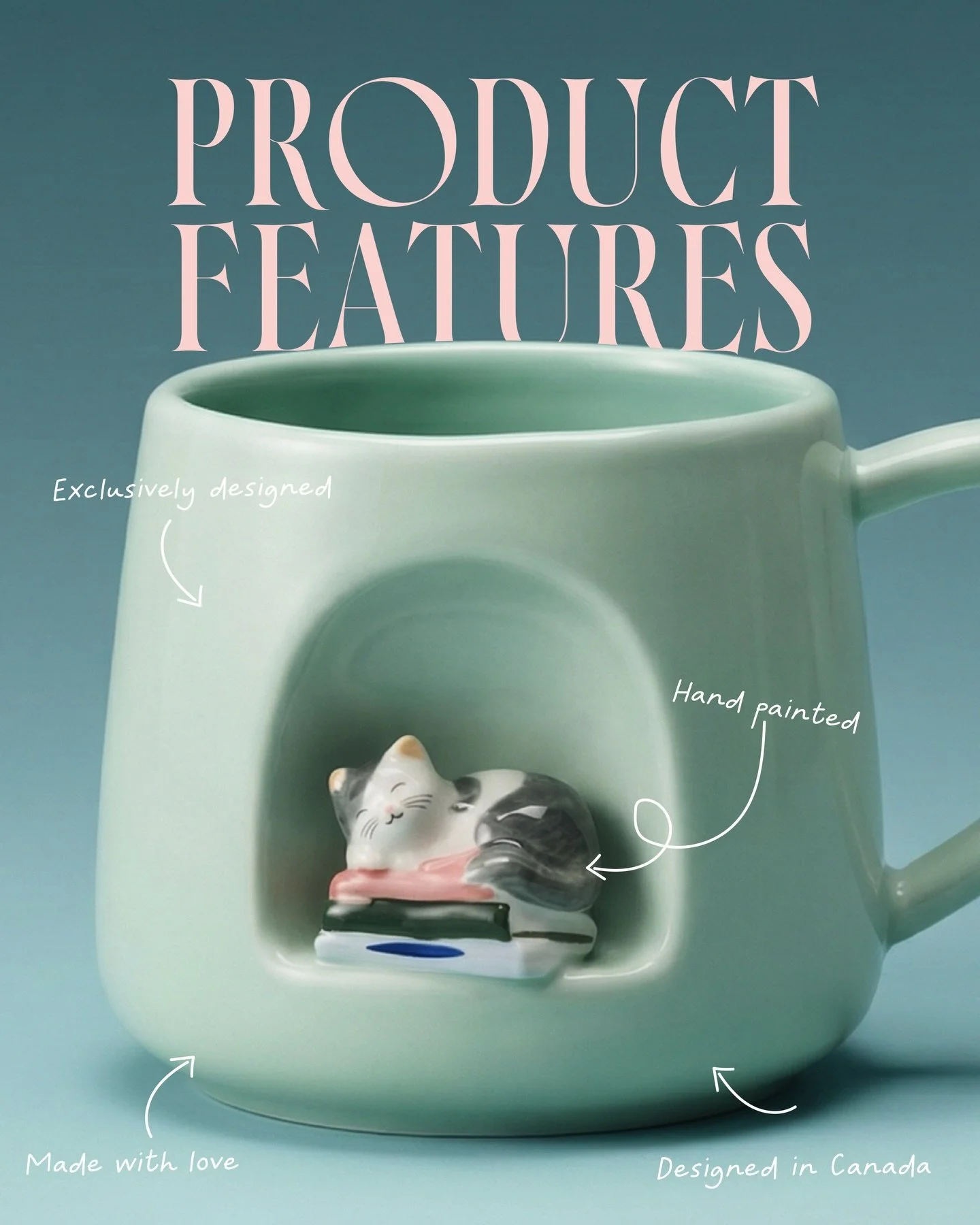 Minty, minimal, and a little bit playful.

For coffee, tea, and people who like their mugs with personality. 🐾📚

Designed in collaboration with @indigo 

#mugs #homedecor #kitchen