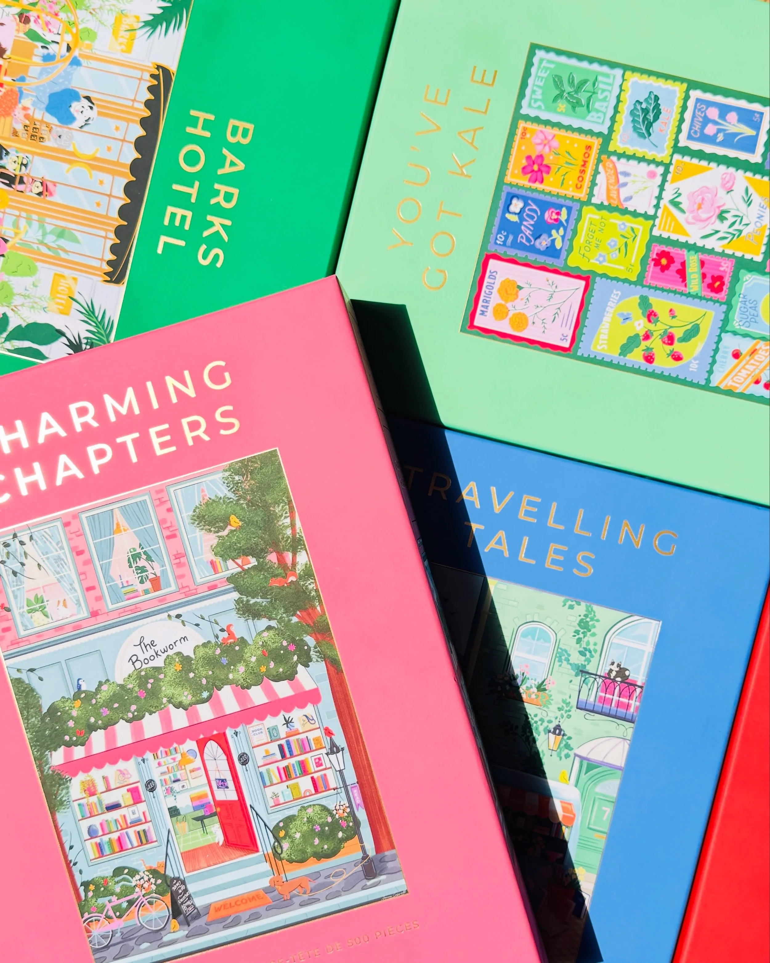 Natural light hits different when your products are this colourful. 🌈

Puzzles dreamed up by our in house design team and illustrated by @racheljoanis and @jenna.caswell.designs 

#puzzles #puzzle #gifting #marketing #designstudio