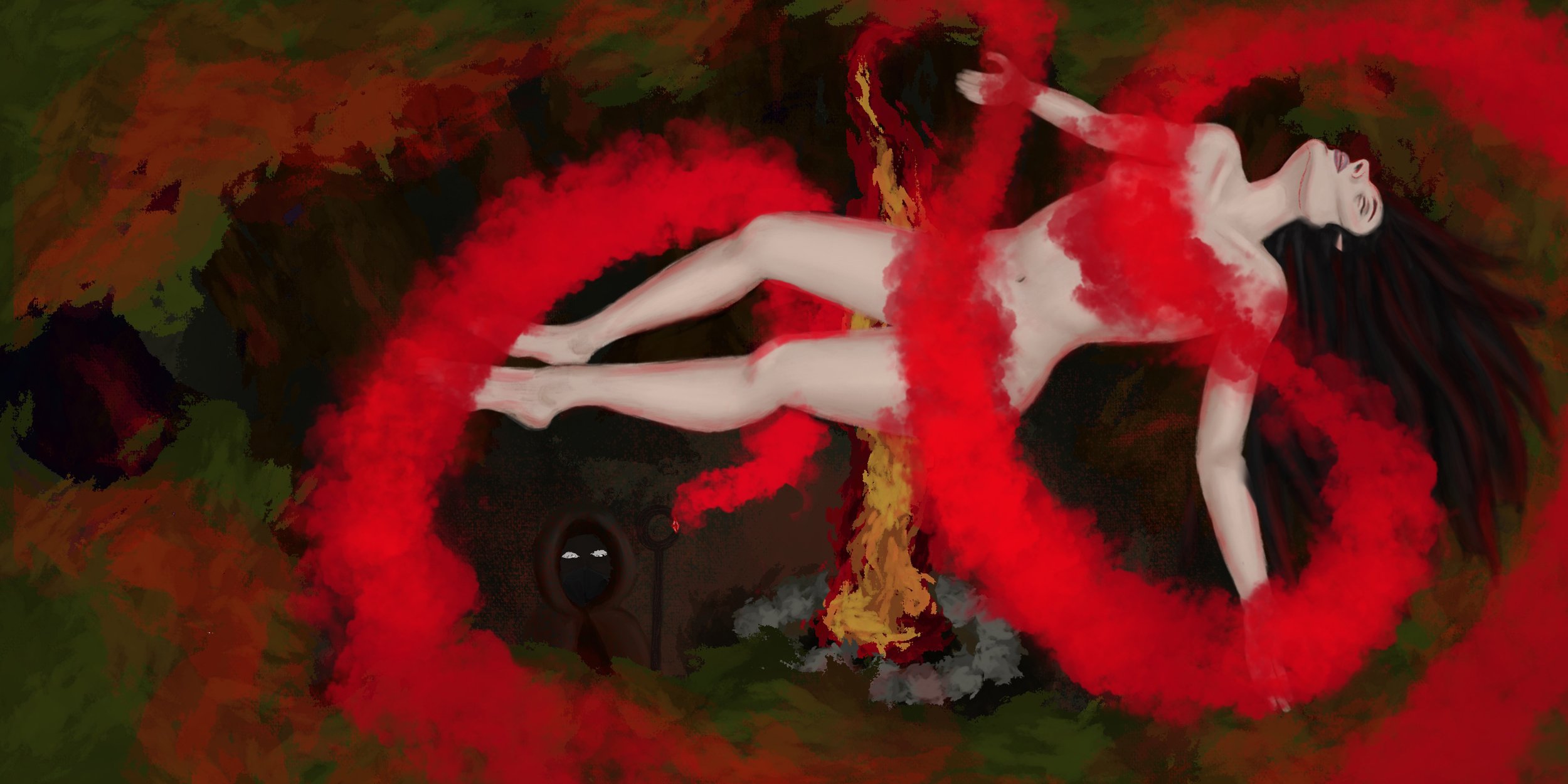 Of Course There's a Sacrifice (2021) - digital, proposal for a main scene within a comic.