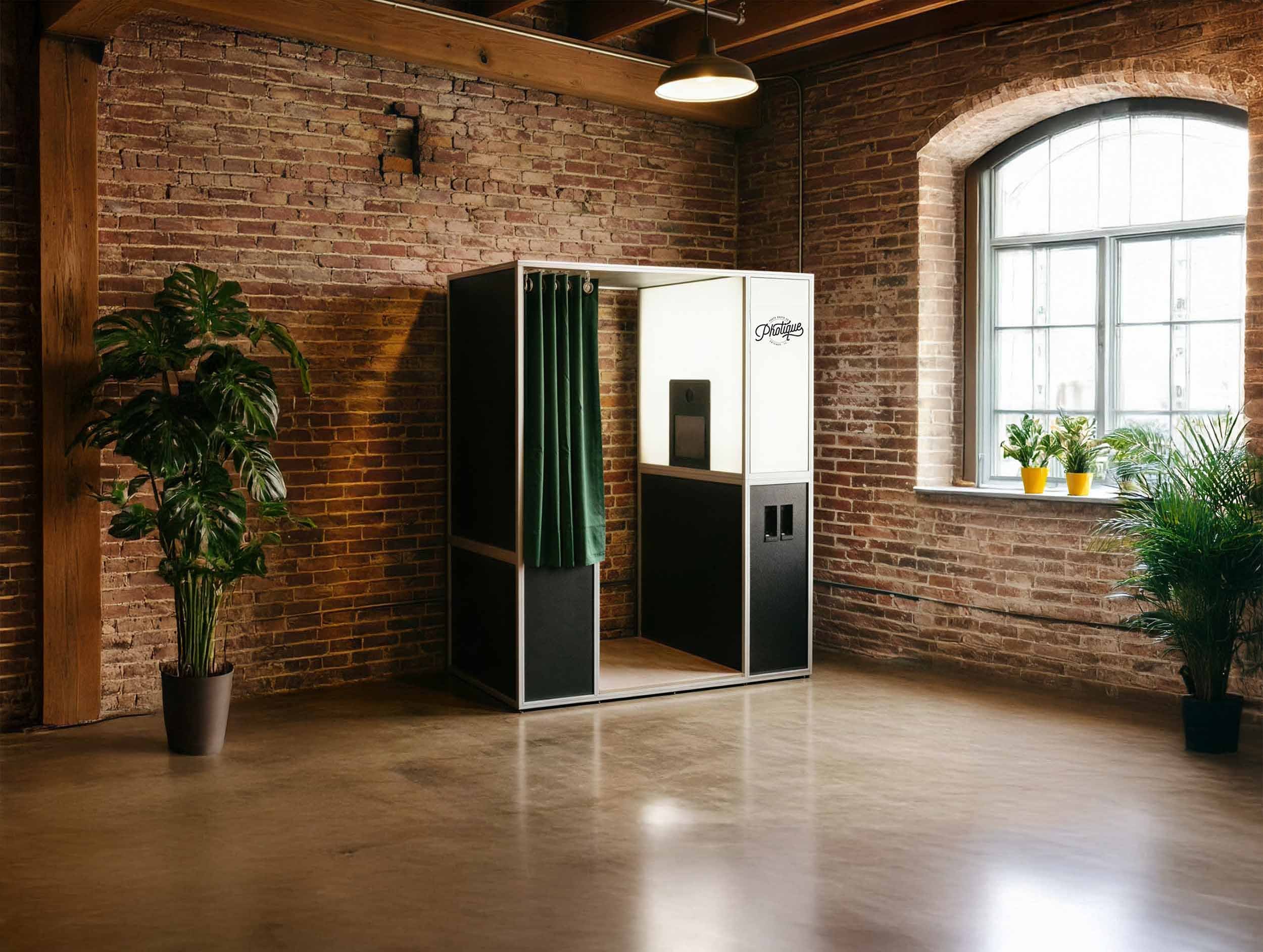 Enclosed Photo Booths for rent at Photique