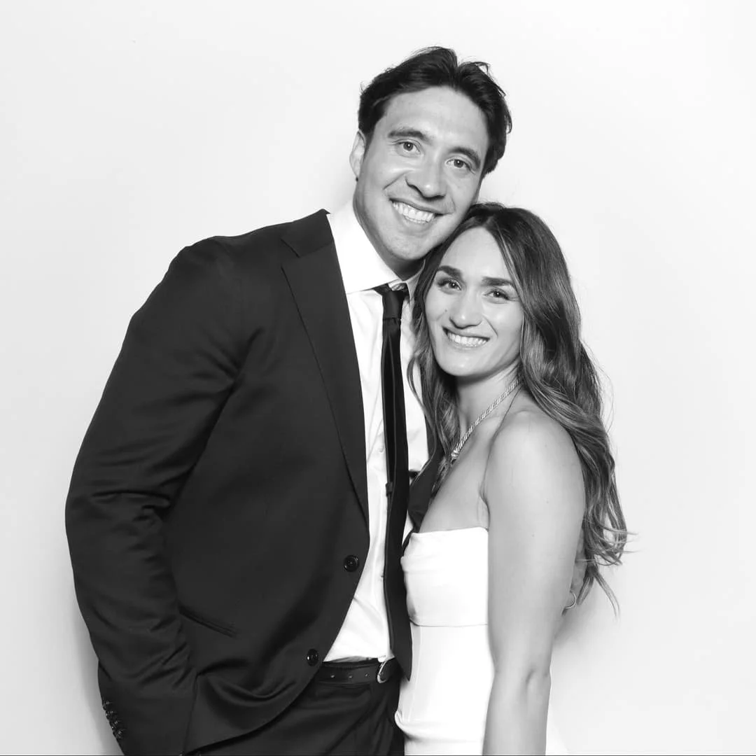 black and white photo booth picture