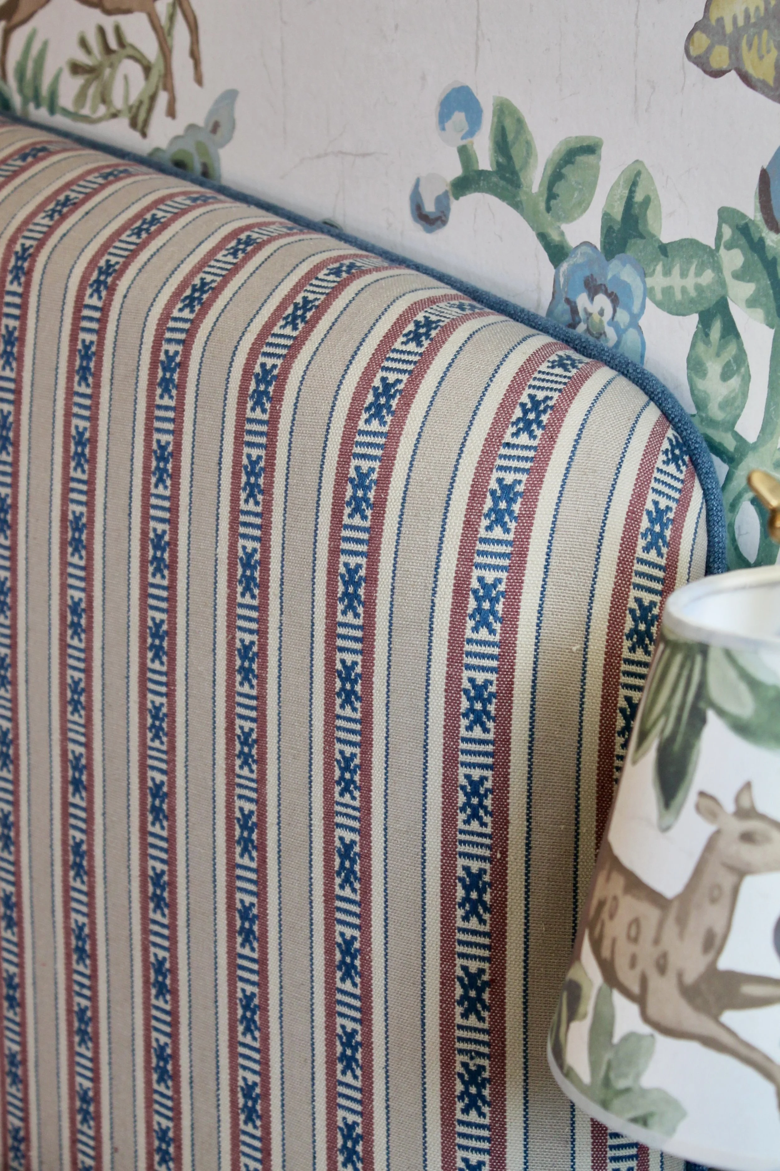 Piping detail on back edge of headboard