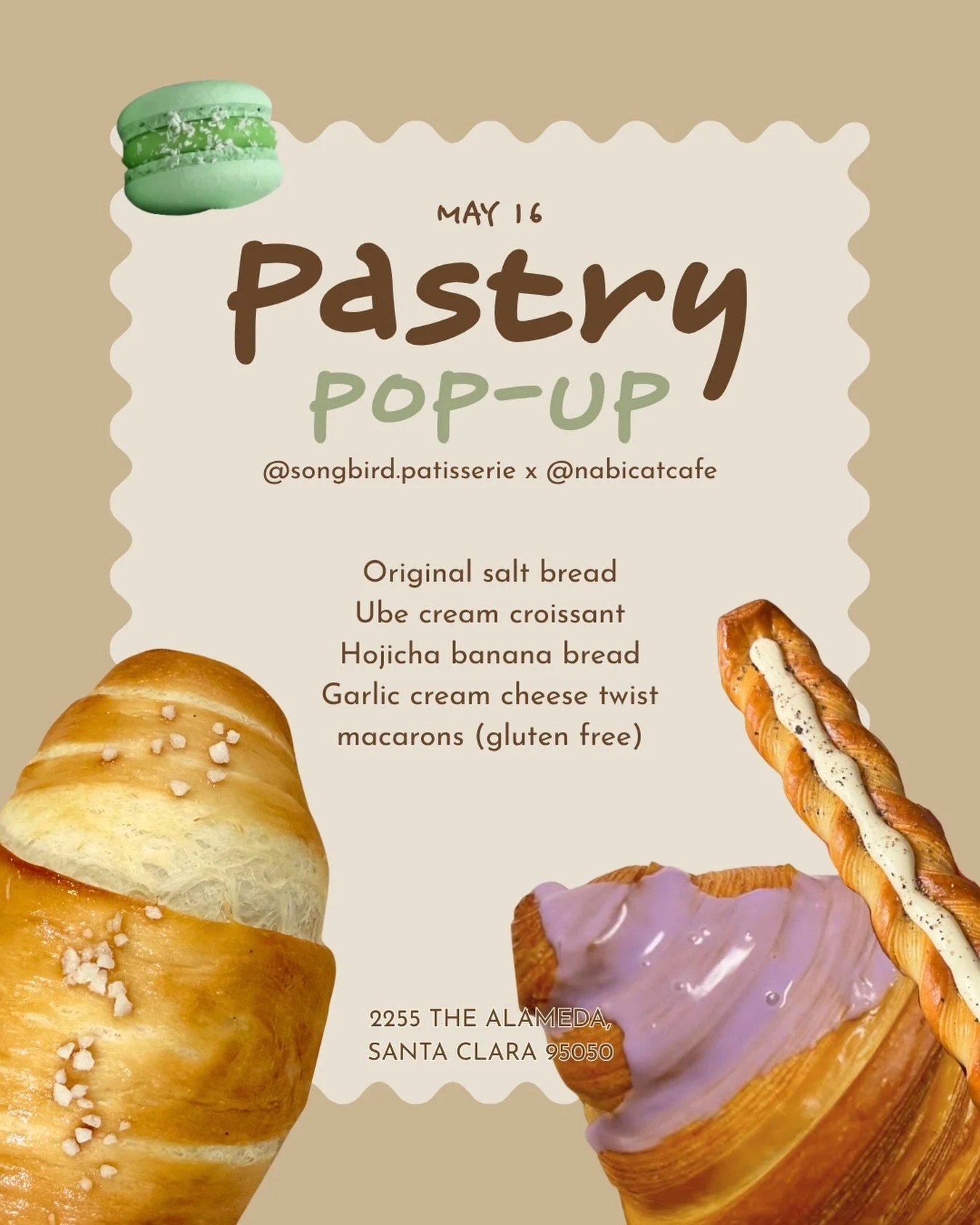 Yummy pastries made by @songbird.patisserie this Saturday 5/16 at Nabi Cat Cafe 🥐  10am-sold out

#bayareaeats