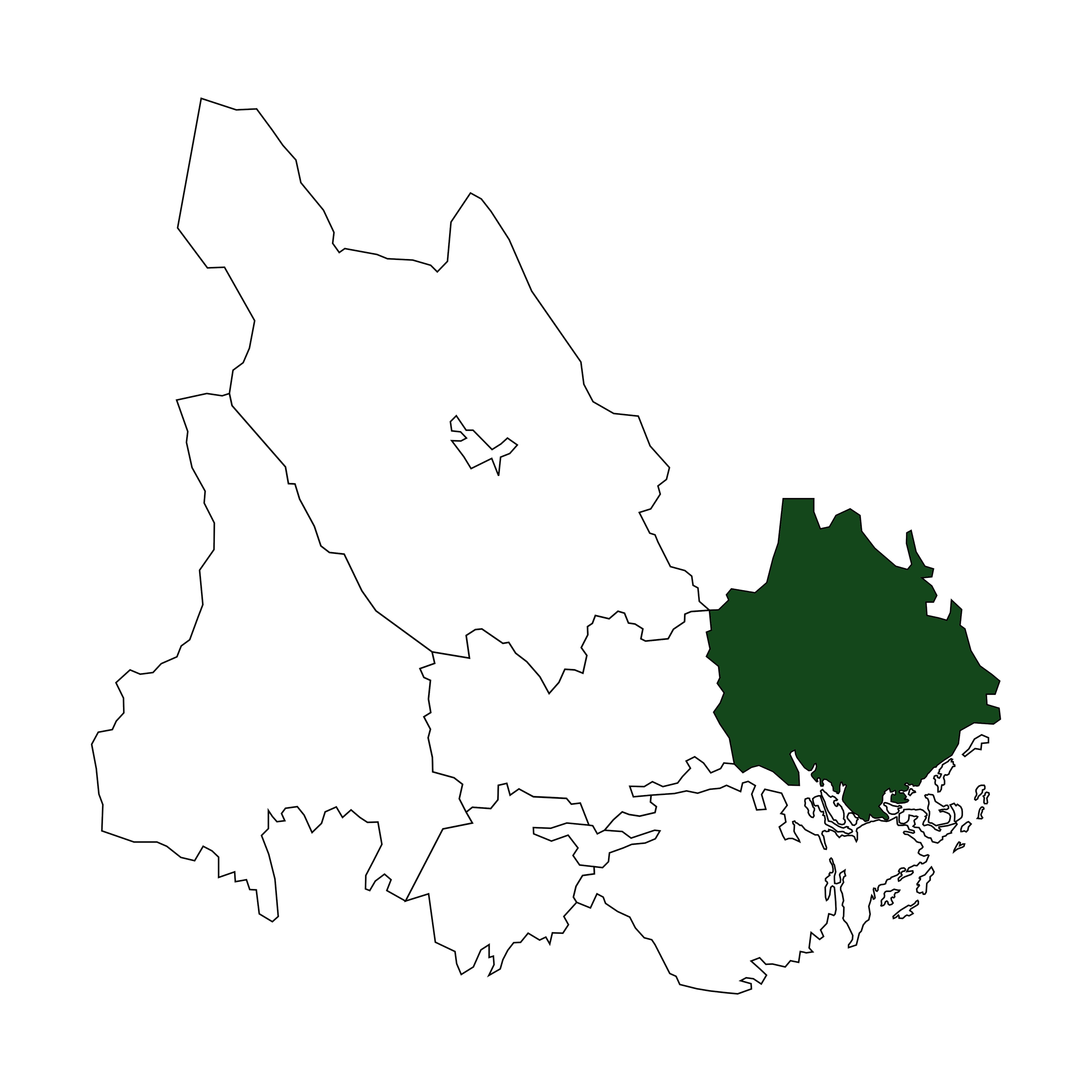 Karta över Svealand med Uppland markerat i grönt.