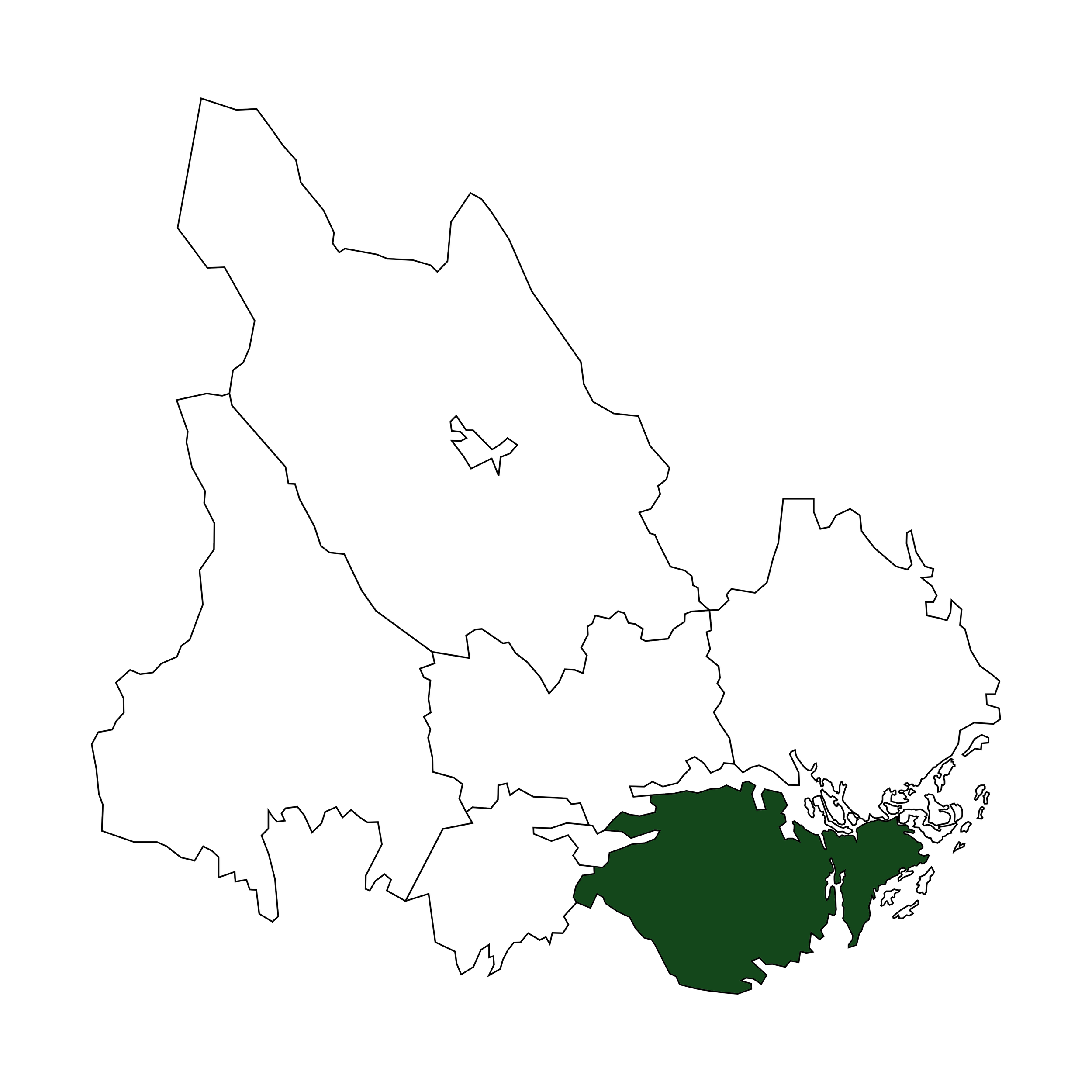 Svealand med Södermanland markerat i grönt