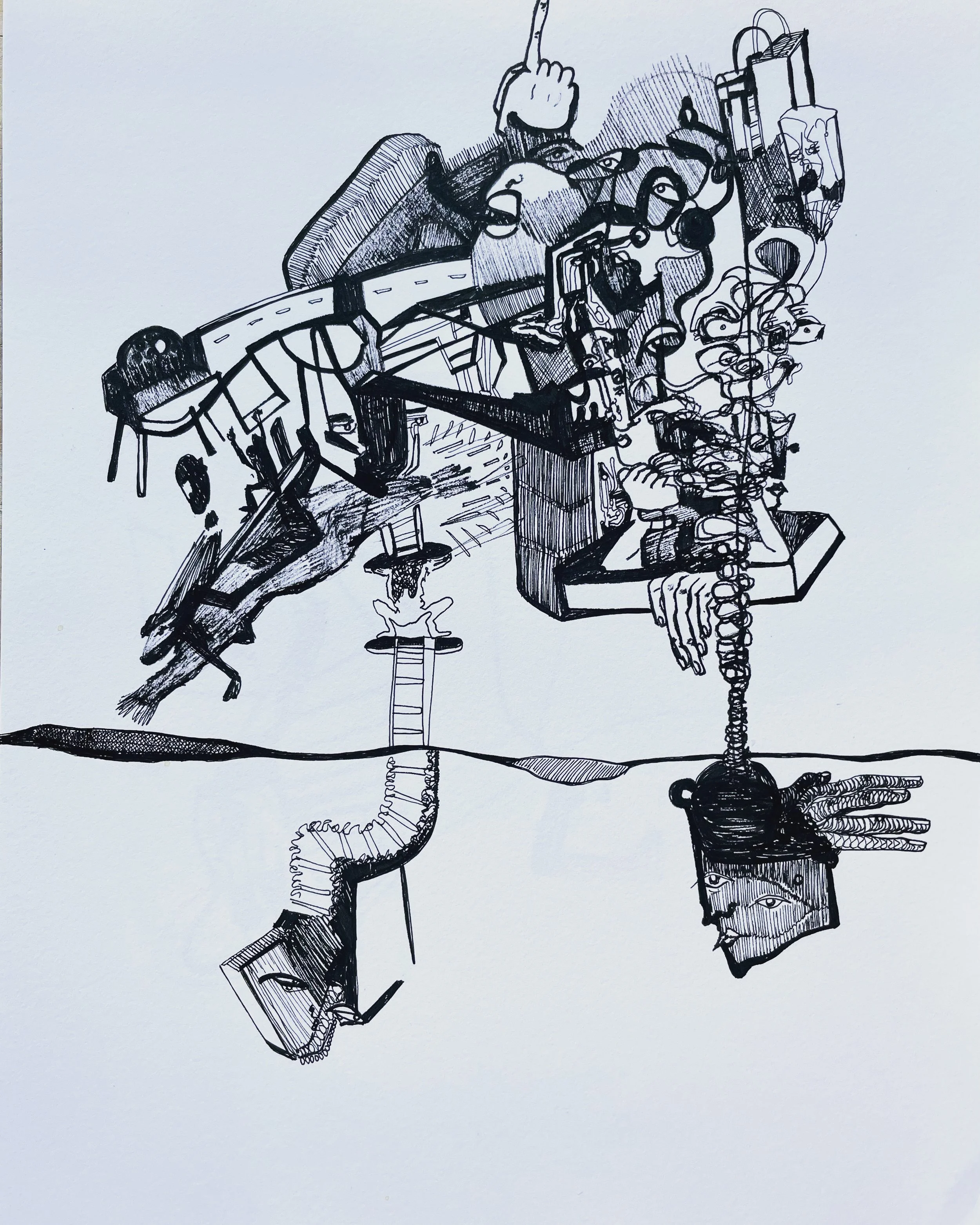 "Protruding Veins", 8x12", ink pen on paper, August 2023