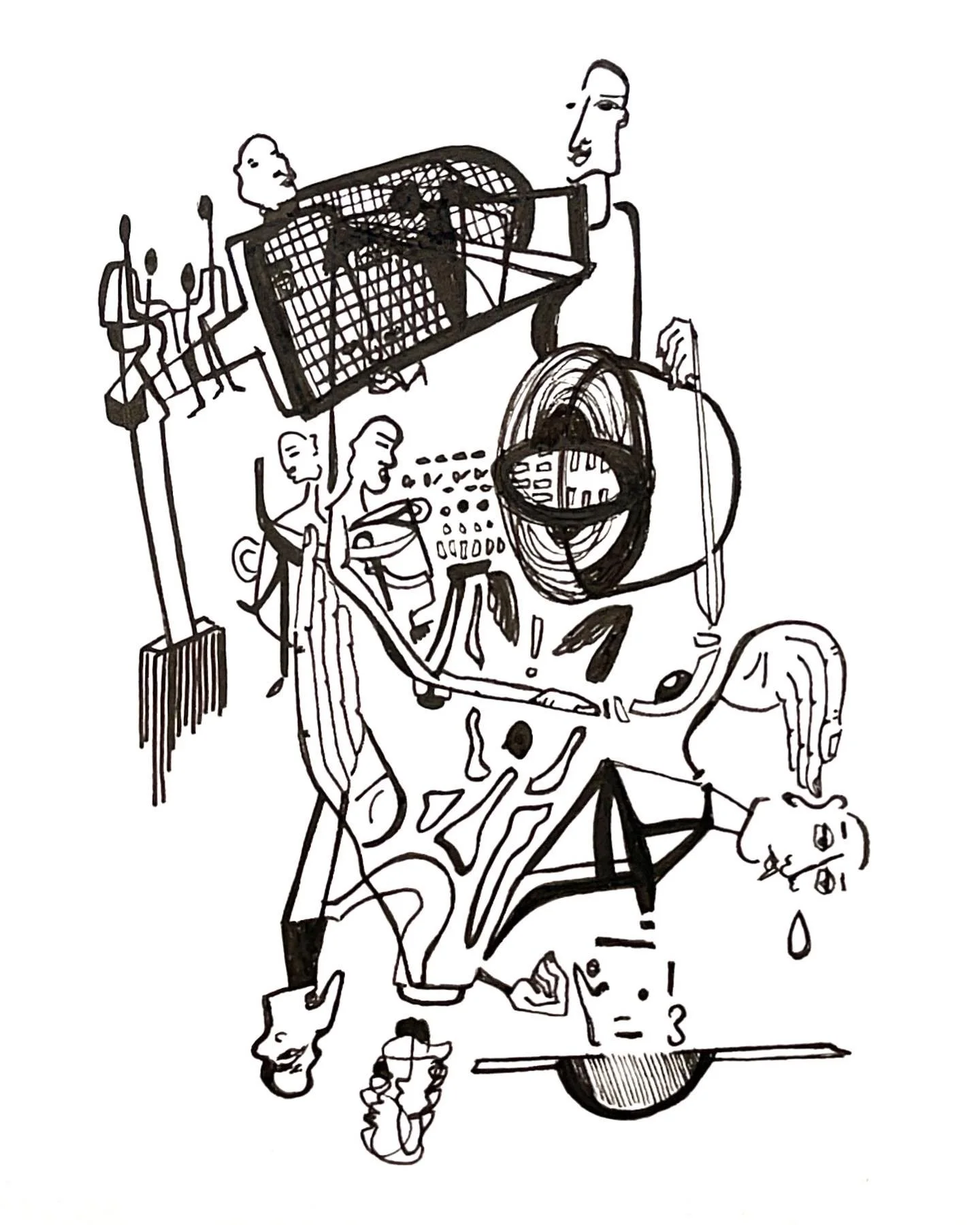 Saturday Morning Coffee 1, 5x8", brush pen on paper, October 2022