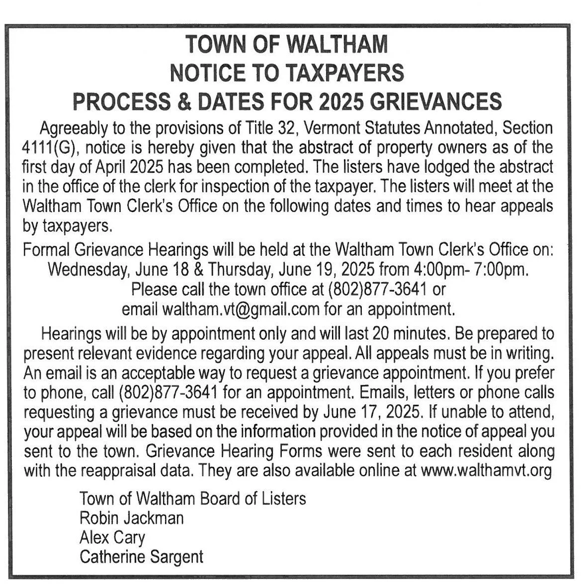 Grievence Hearings