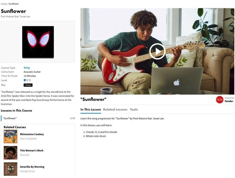 Fender Play Online Guitar Lessons - "Sunflower"