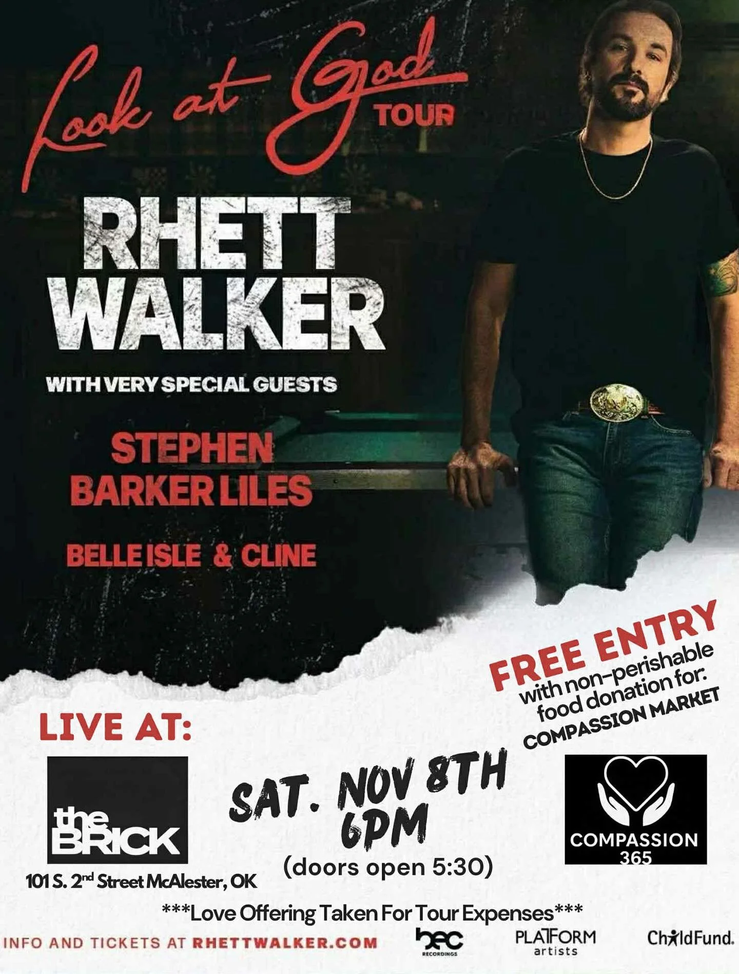 OKLAHOMA! Come have a great night with some great music!! @rhettwalker with @stephenbarkerliles @clinemusic  @belleisleworship  all ready to have a great night of worship and fellowship!