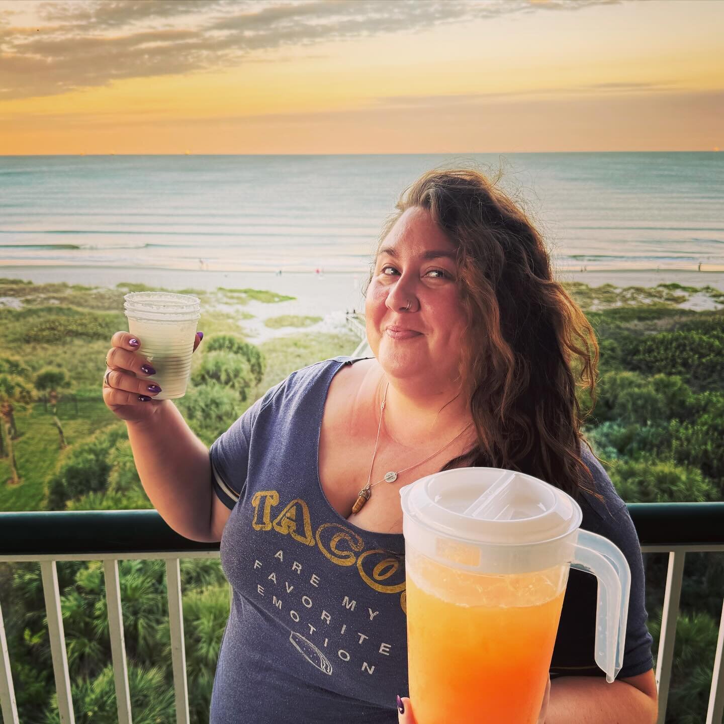 I&rsquo;ve got a pitcher of margaritas and an ocean sunset. I&rsquo;m on island time baby! #islandtime #cocoabeach #florida #floridawinter