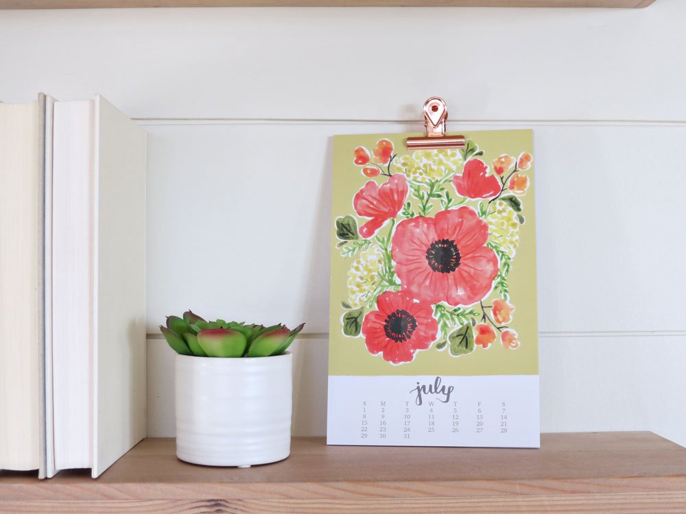 2018 Watercolor Bouquets Calendar