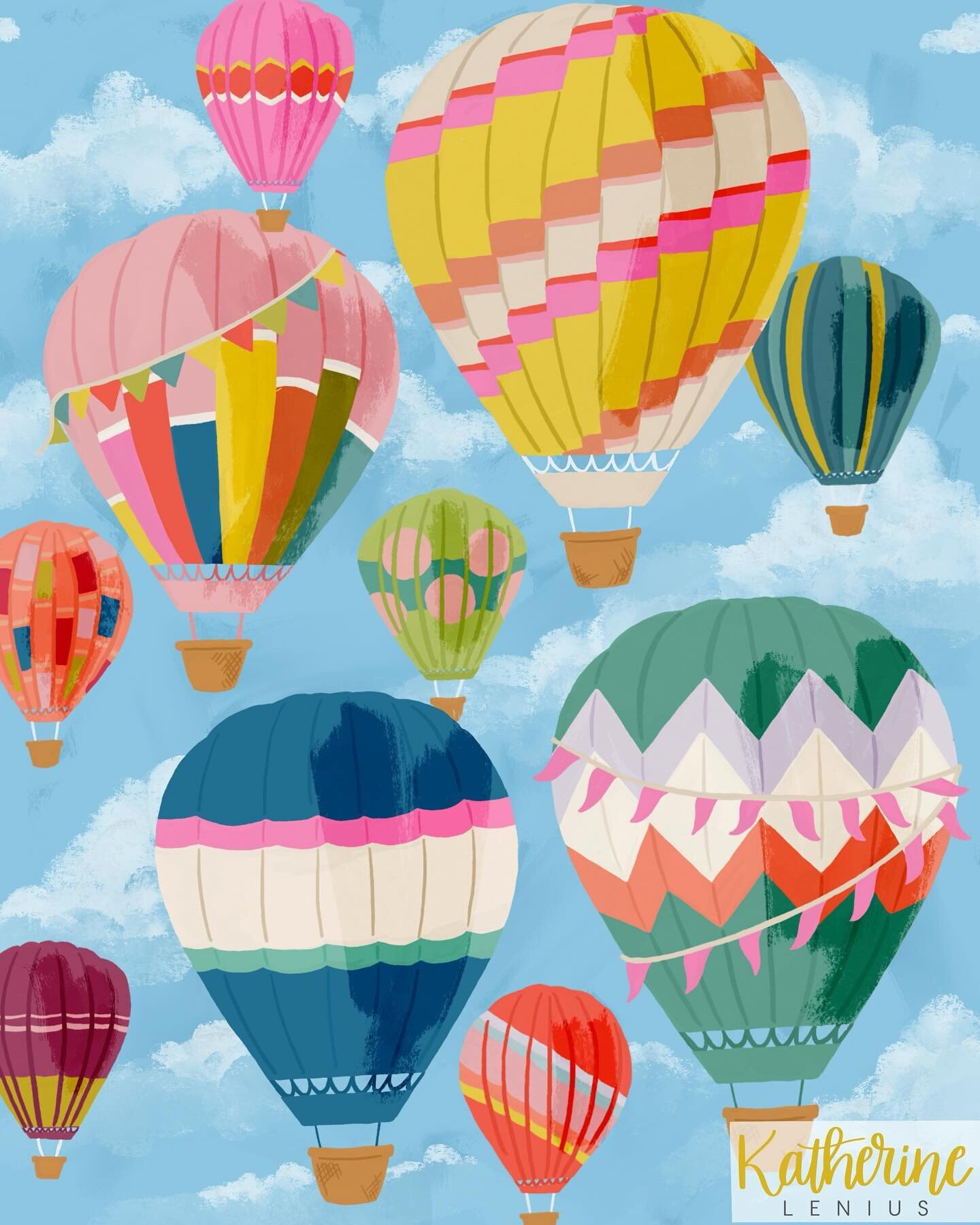 Happy Friday! Let&rsquo;s float away to the weekend&hellip; 🎈

#hotairballoons #artlicensing #illustration #katherineleniusdesign #surfacedesign