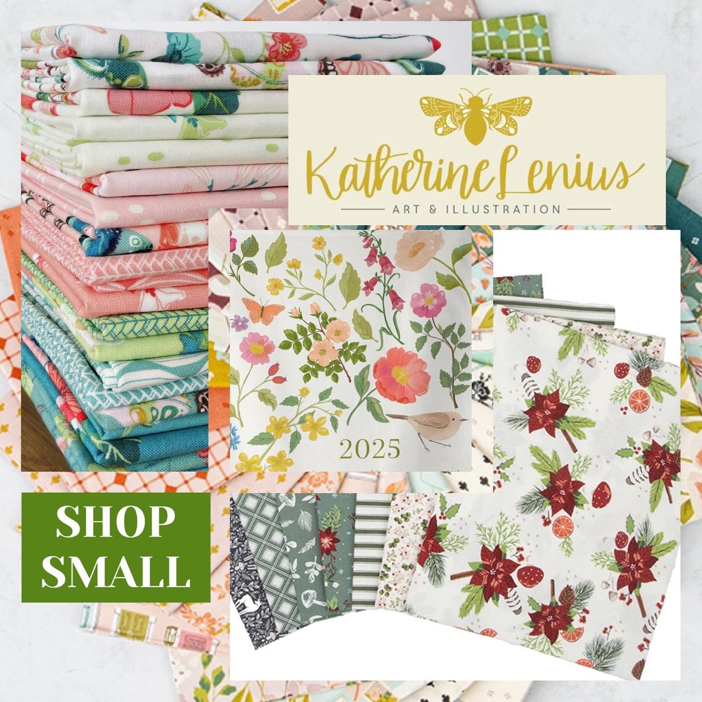 Like many independent artists I have a small shop on my website (link in profile). Currently I have a 2025 tea towel calendar available and a variety of fat quarter bundles of my quilting fabric collections. Some of the fabric is out of print and can