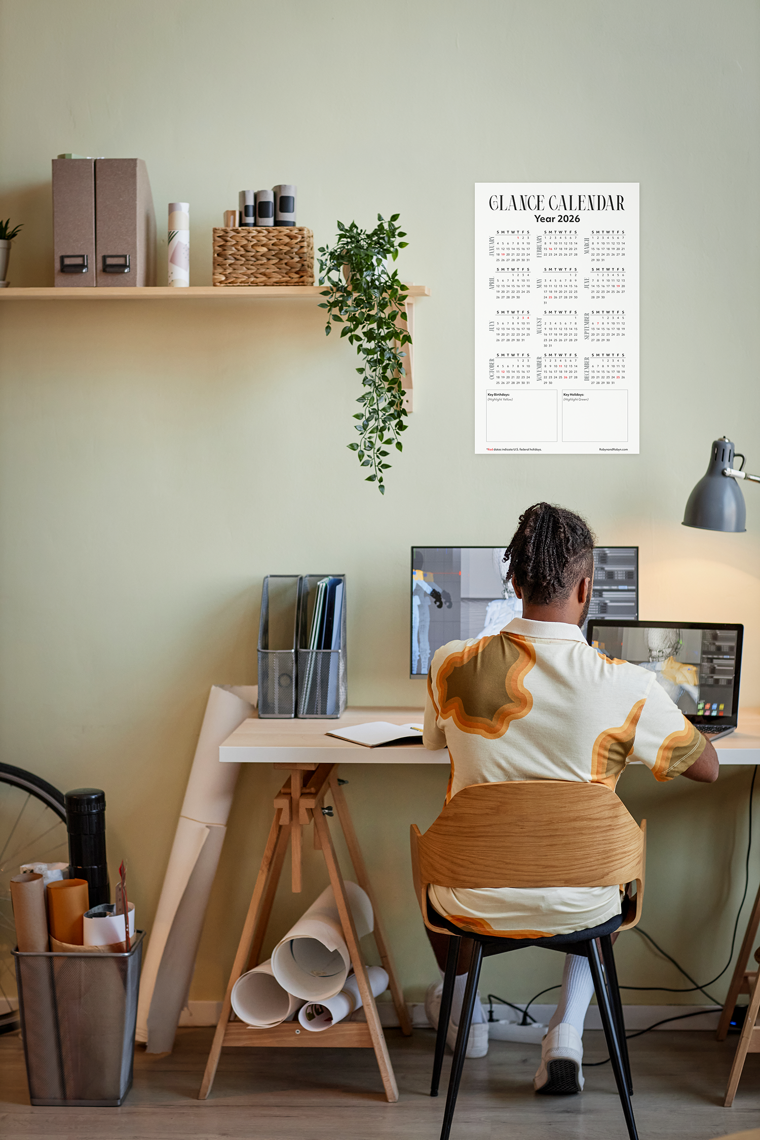 Glance Calendar 2026 — Legal Size (8.5×14 in)