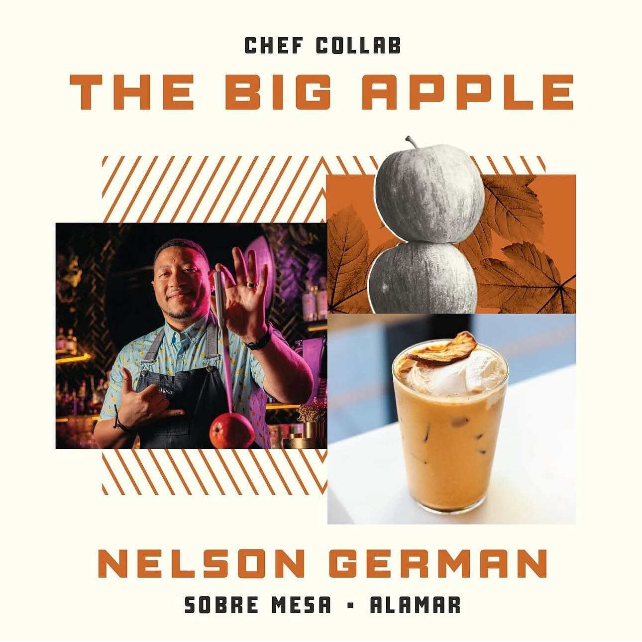 We’re excited to welcome back one of our popular Chef Collab drinks: The Big Apple (available hot and cold), created by the incredible Chef Nelson German (@chefnel4), chef and owner of two Uptown Oakland favorites, @alamaroakland & @sobreme