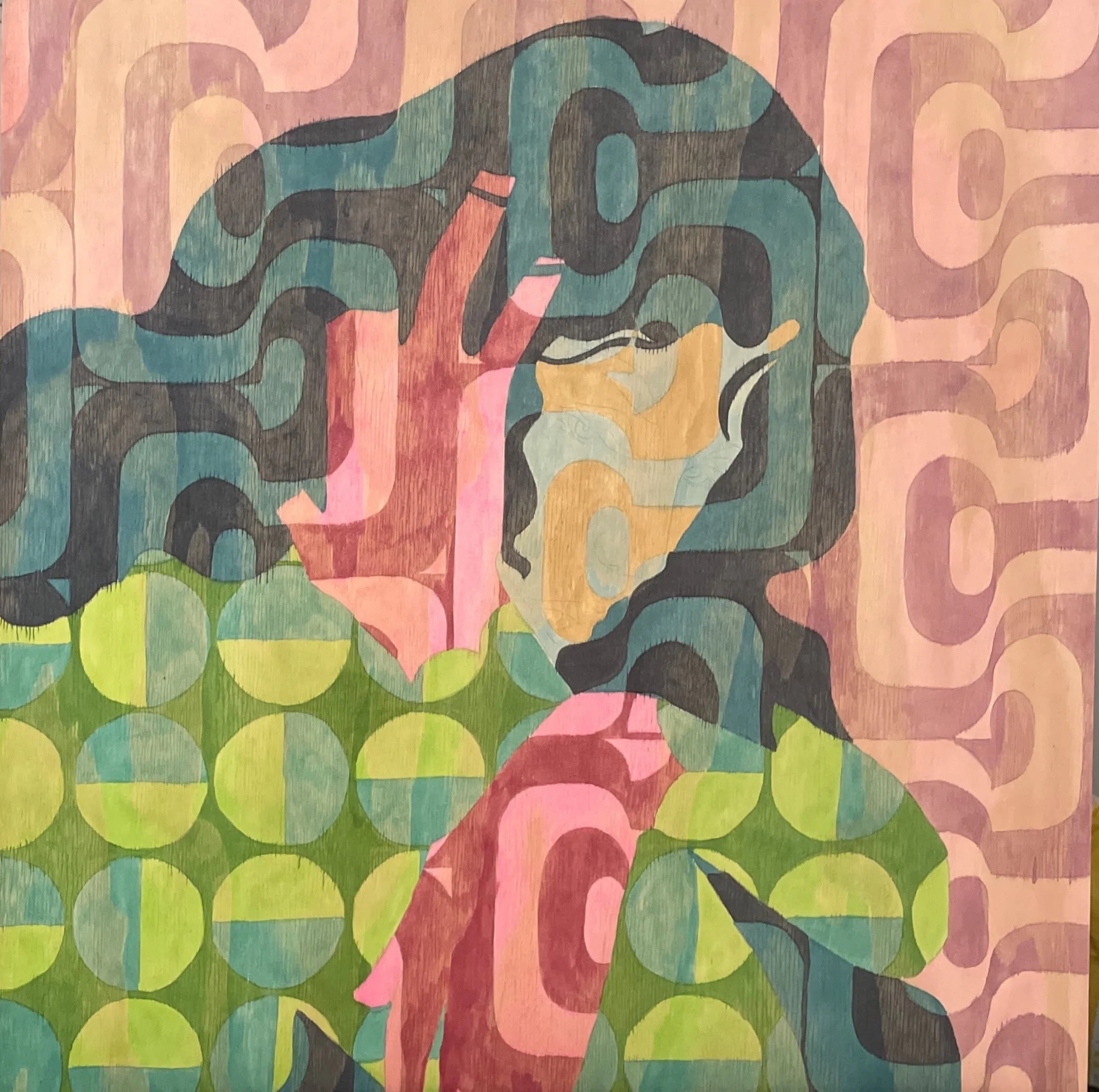 Untitled( What Once Was), 2022, 24"x 24", Watercolor on wood panel