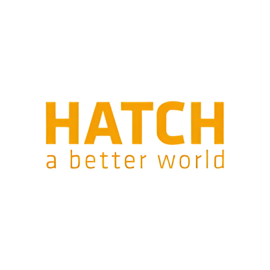 HATCH logo with the tagline 'a better world' in orange text on a white background.