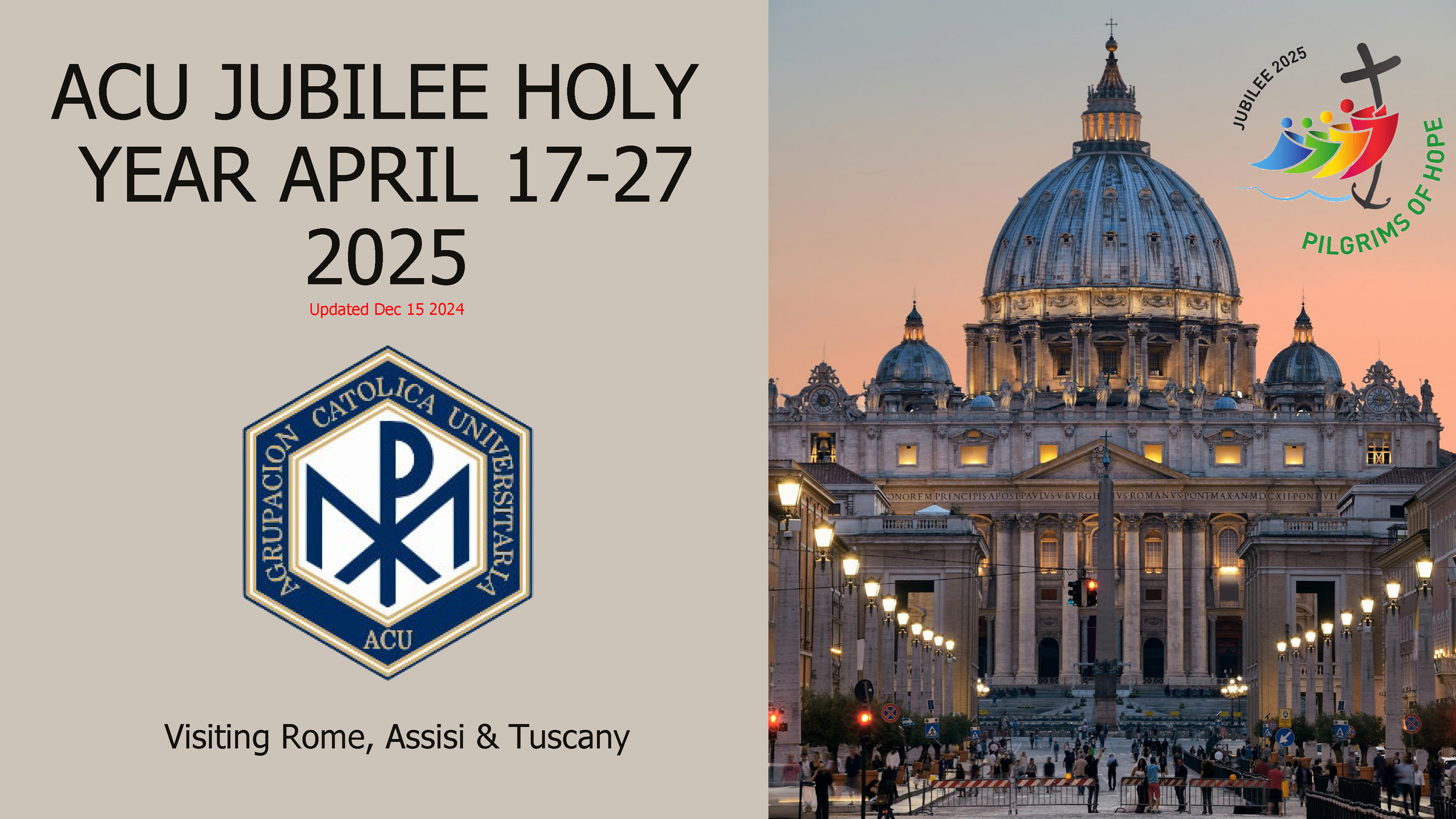 ACU Jubilee Holy Year (April 17-27, 2025)
