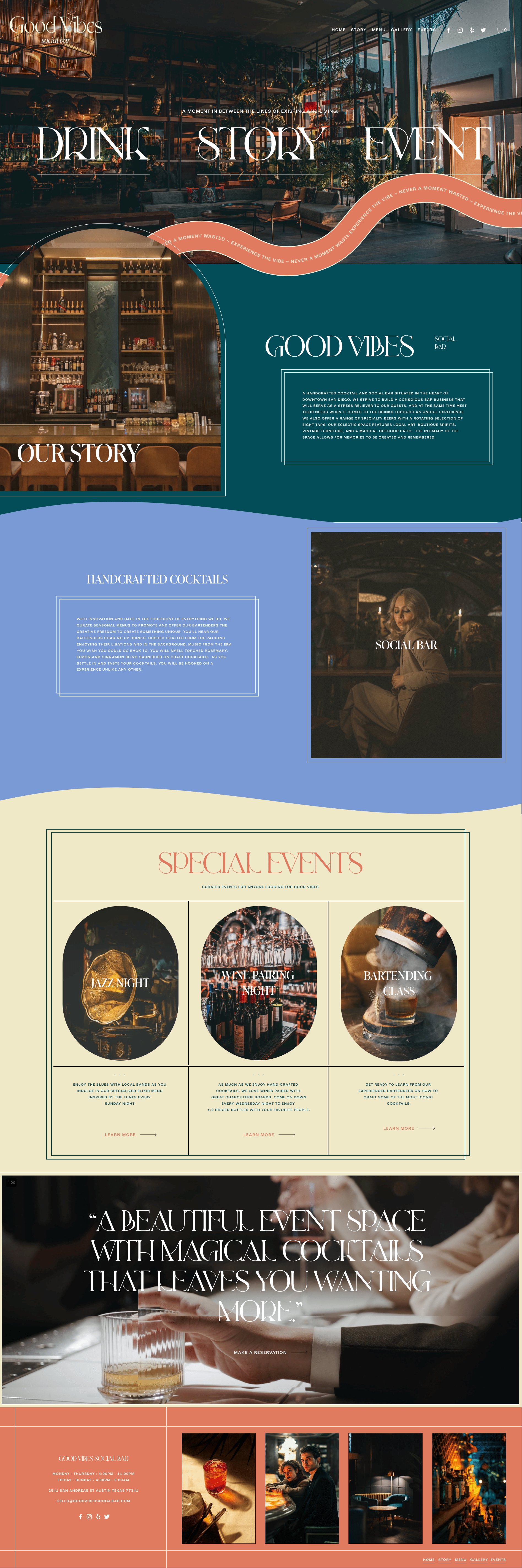 Good Vibes Social Bar Homepage Website