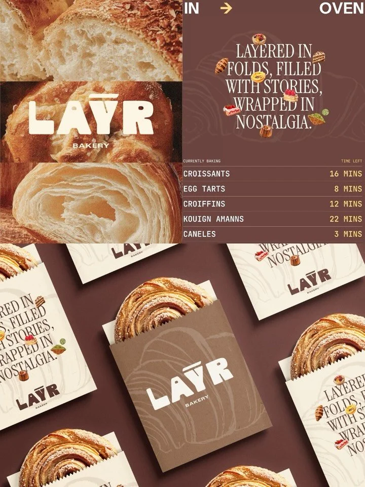 One final post for the complete LAȲR Bakery brand identity. 🥹🤍

From logo, packaging, menus, mockups &mdash; every detail designed to feel warm, nostalgic, and deeply human. A bakery concept built on stories and connection.

Layered in folds, fille