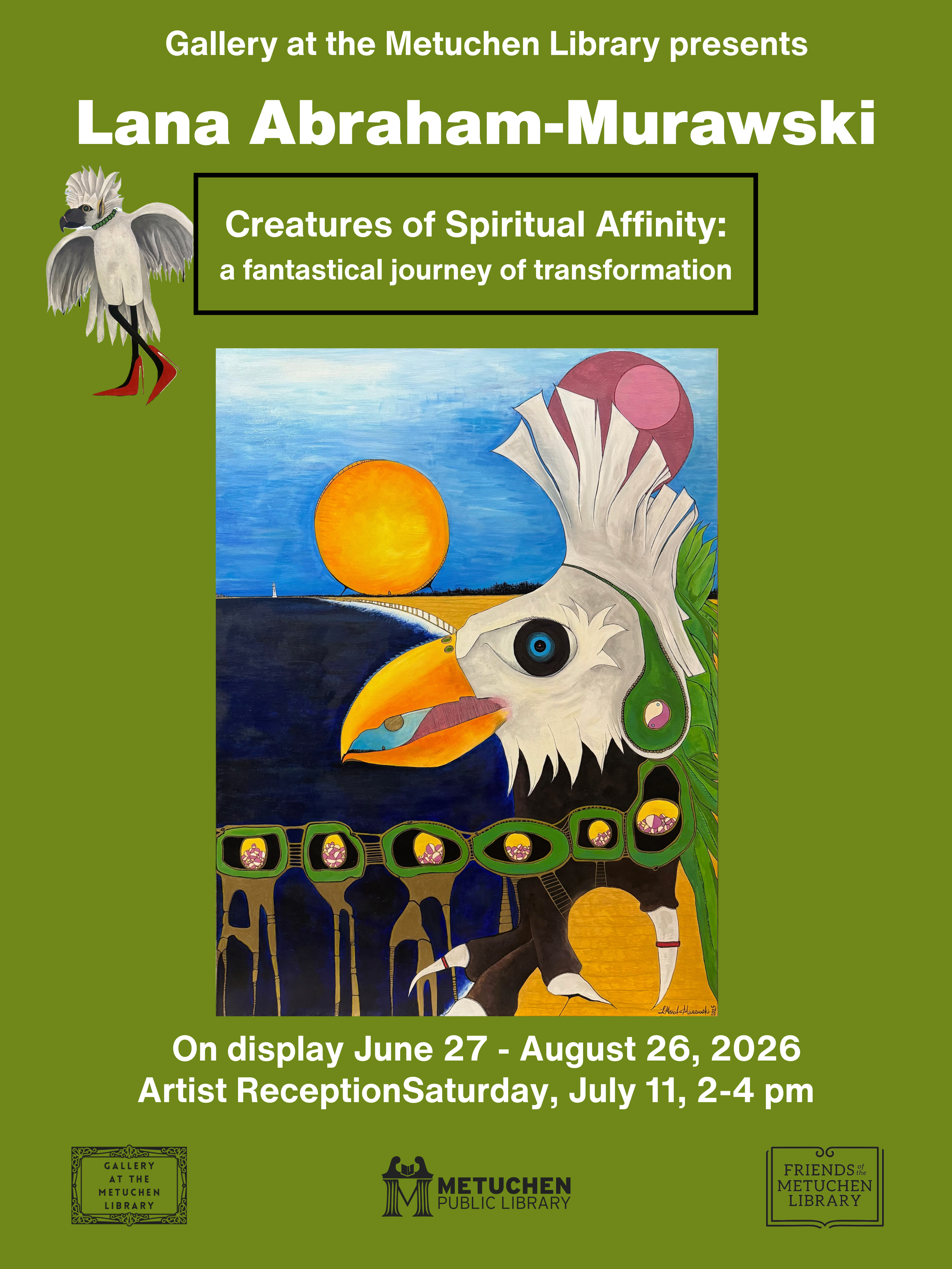 Gallery at the Metuchen Library invites you on an adventure of color and symbol, an exploration of movement and pattern, a voyage of internal reflection in our latest installation "Creatures of Spiritual Affinity: a fantastical journey of transformat