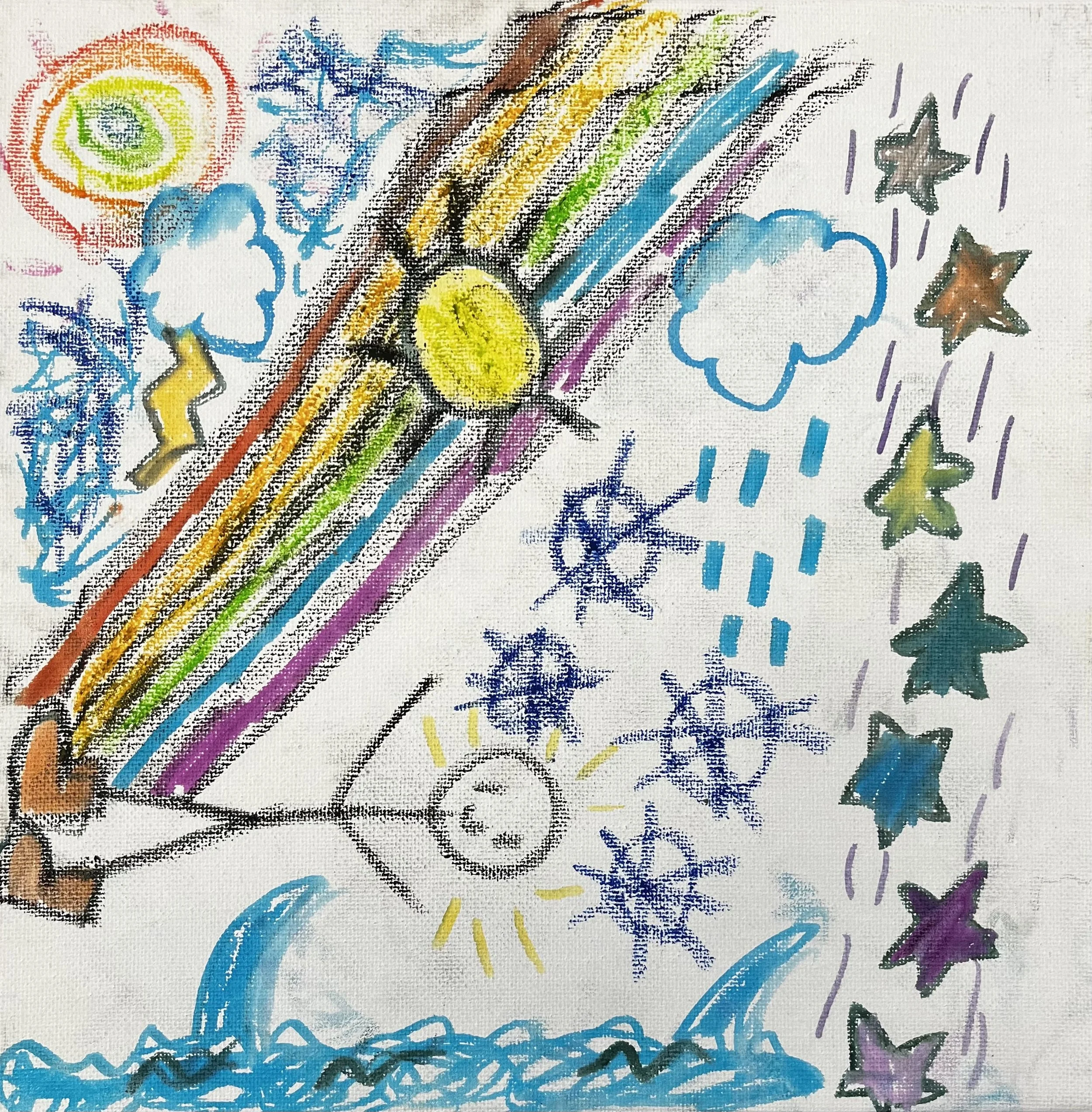 Artist: Julia
Title: Walking on the Walls of the Rainbow World"
Medium: Pastel, Marker and Crayon
Grade 3