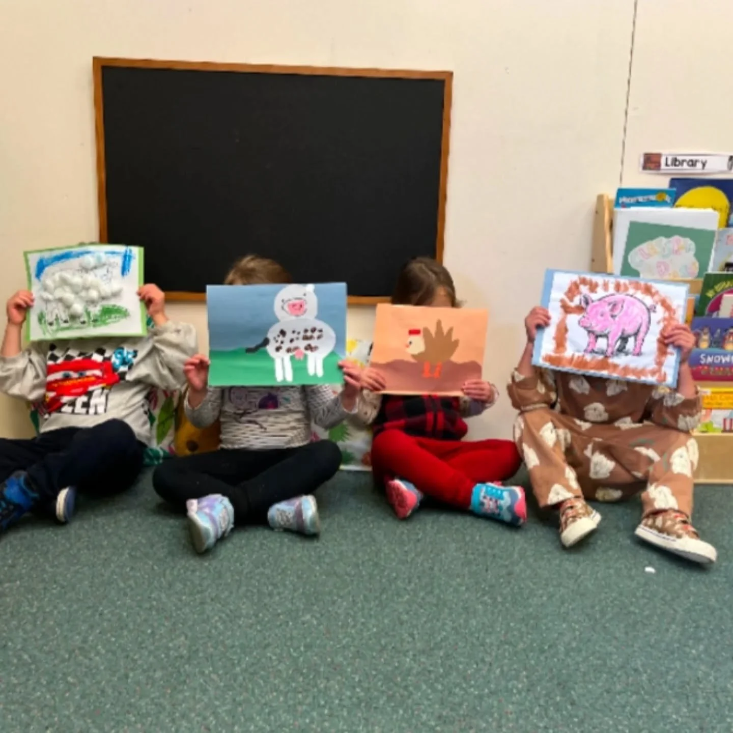 November was filled with farm fun in classroom D! The kids learned sweet and simple facts about cows, chickens, pigs, and lambs. We ended our unit by making little farm dioramas with a red barn, silo, and animals&mdash;so fun to take home and continu