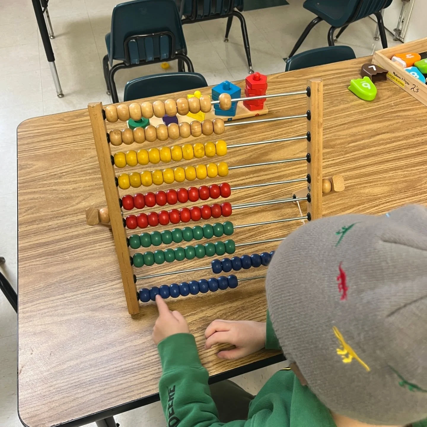 Room B celebrated Rainbow Week by empathizing color recognition and color mixing in all aspects of our day.  Toys were intentionally chosen to inspire not just color recognition, but letters and numbers as well.  The children have a natural curiosity