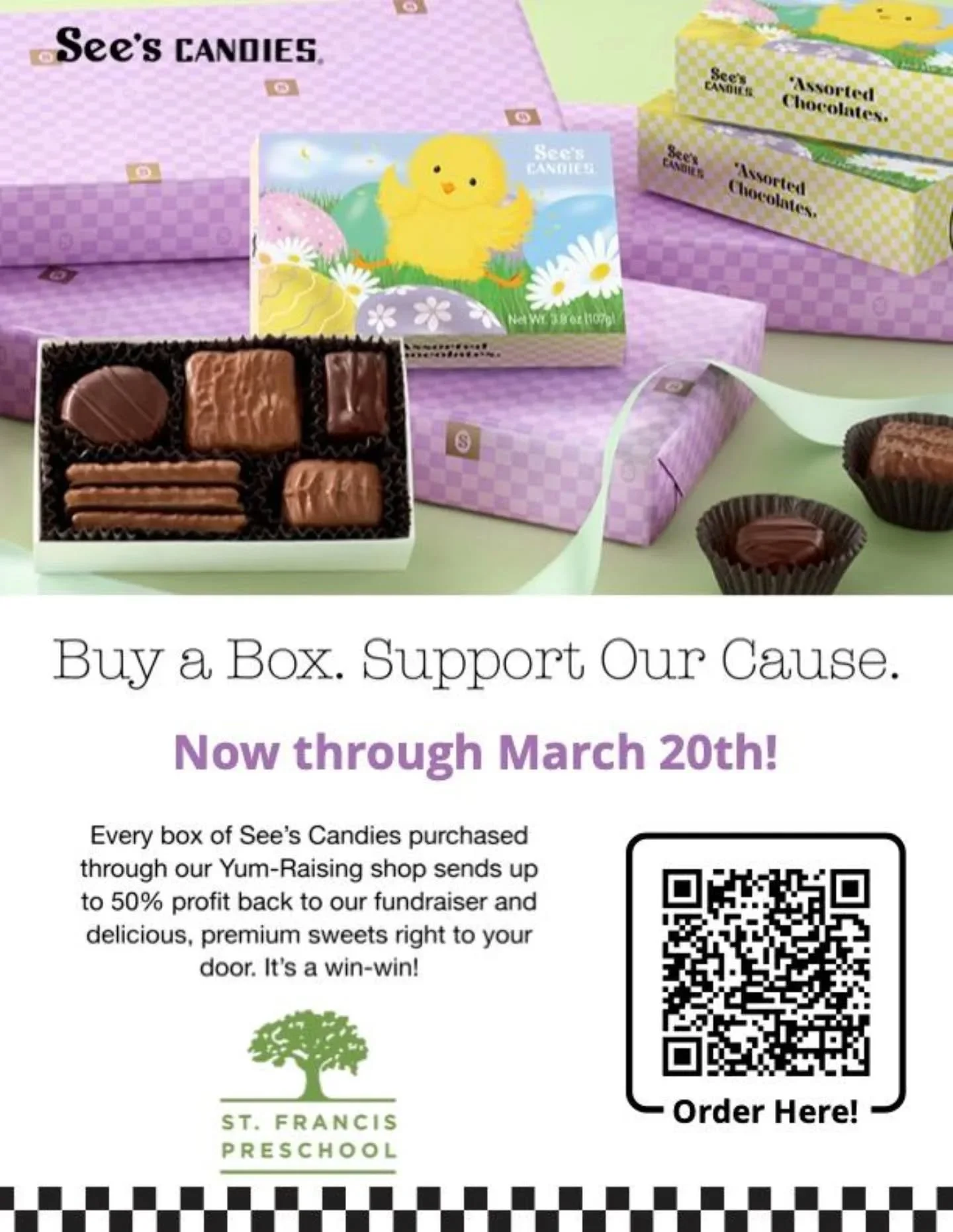 In lieu of hosting a dine-and-donate in March, we&rsquo;re excited to share that we are partnering with See&rsquo;s Candies now through March 20th! These delicious treats make wonderful gifts and can be shipped directly to friends and family who woul