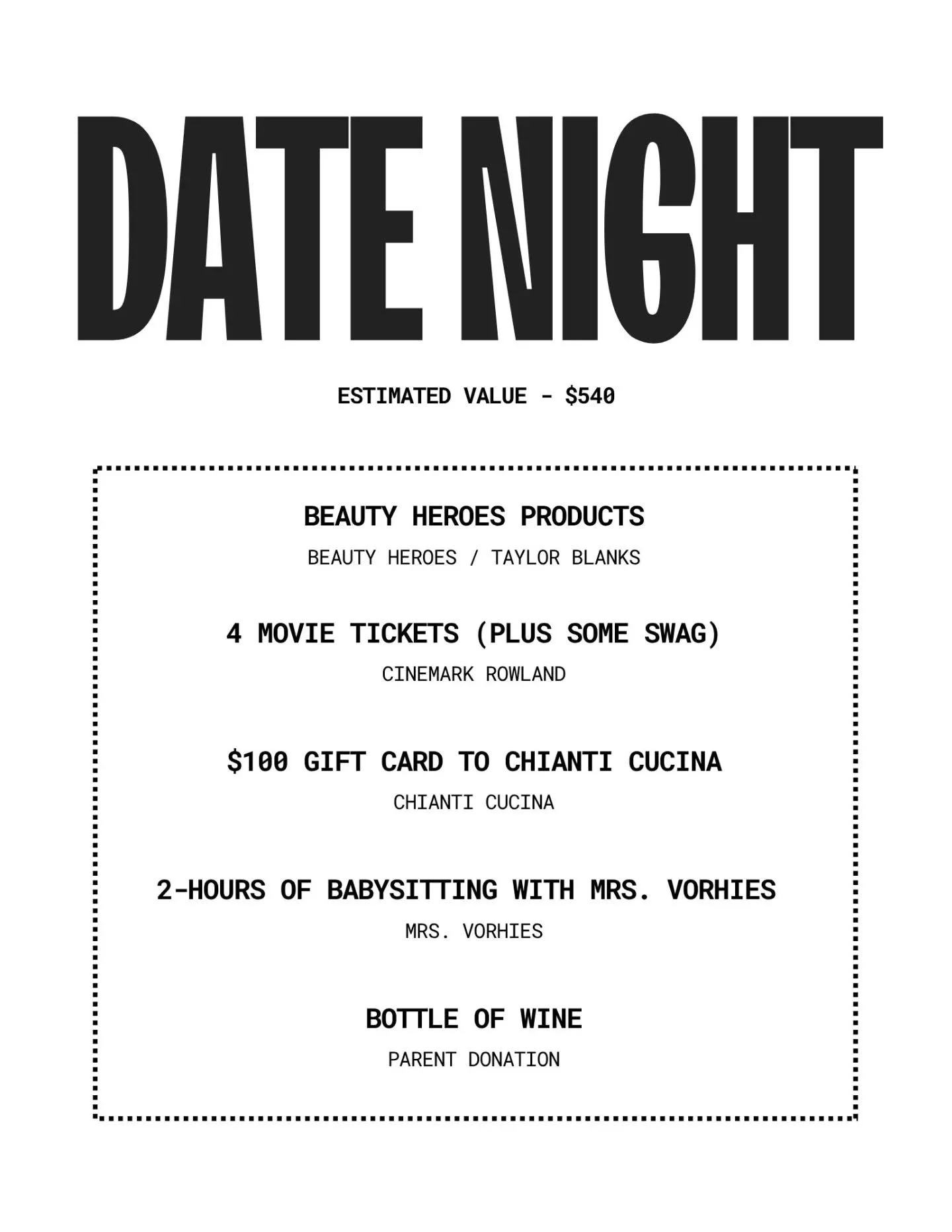 RAFFLE BASKET SPOTLIGHT: DATE NIGHT

We wanted to take some time to feature our amazing raffle baskets from this weekend and thank everyone who donated!

Our &ldquo;Date Night&rdquo; basket was filled with fun and relaxation, including:
✨ Beauty Hero