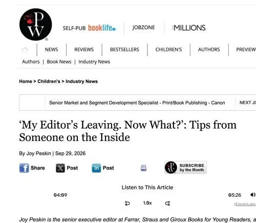 Publishers Weekly: My Editor's Leaving: Now What?