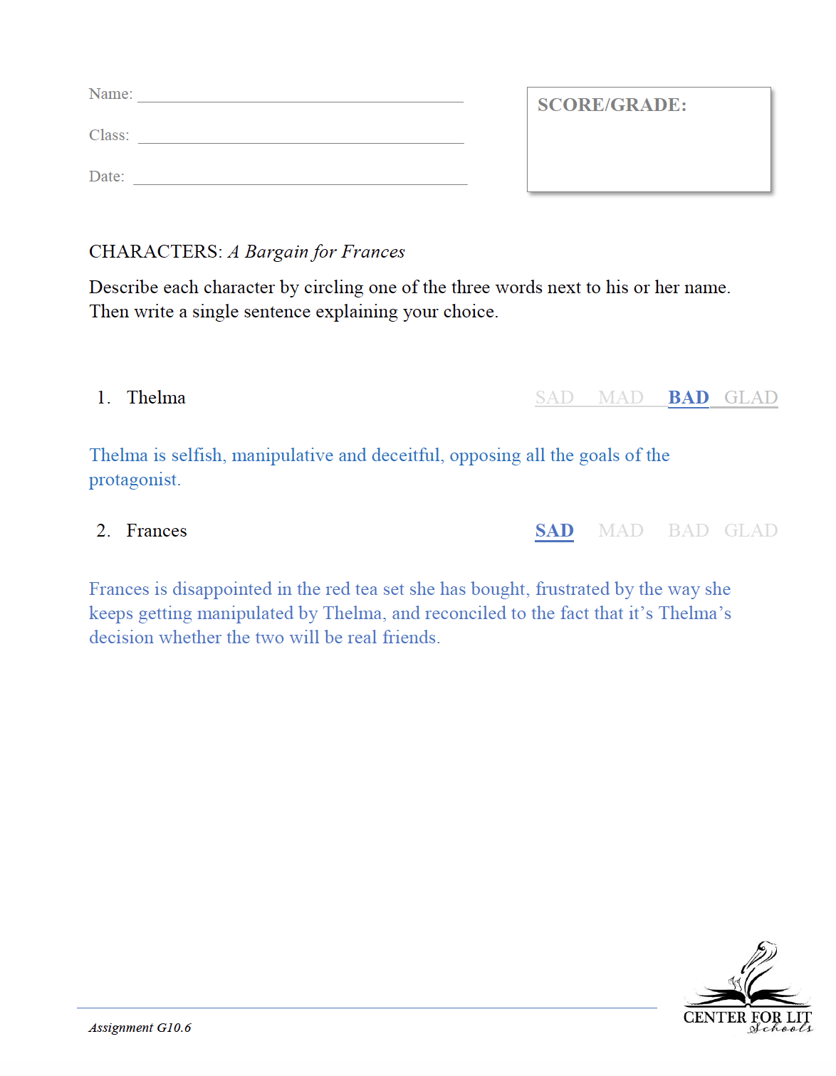 G10.4: A Bargain for Frances