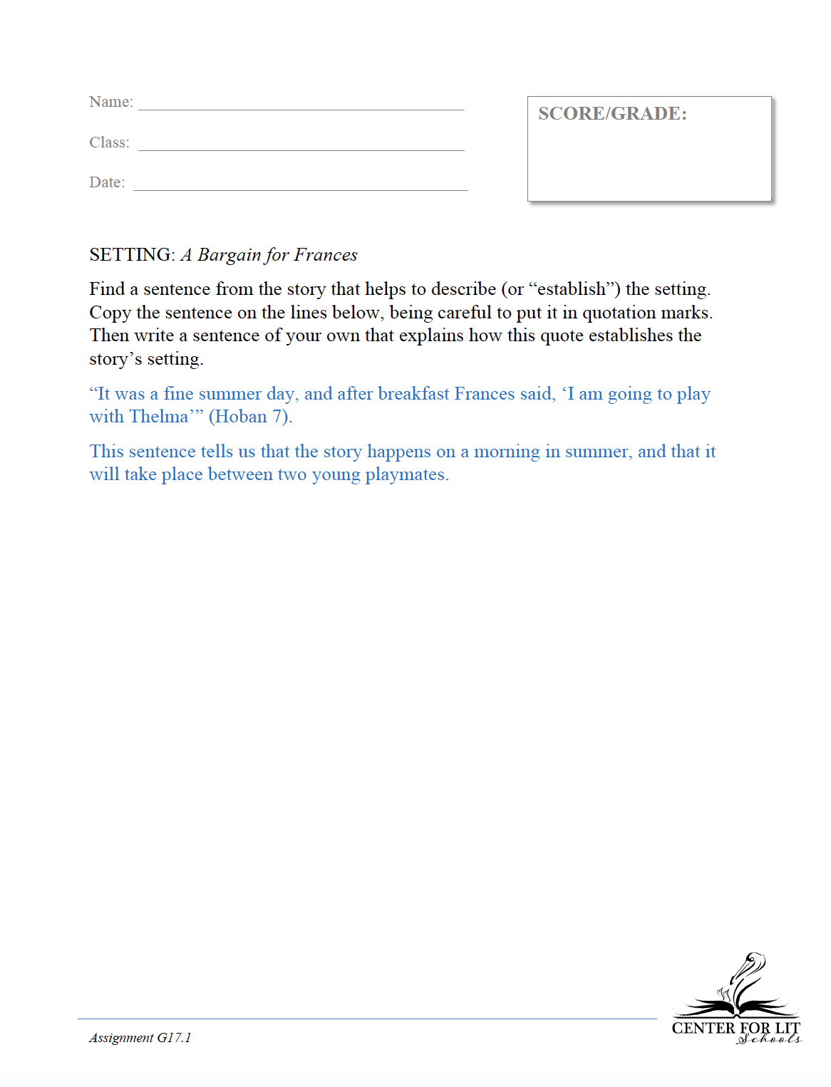 G17.1: A Bargain for Frances