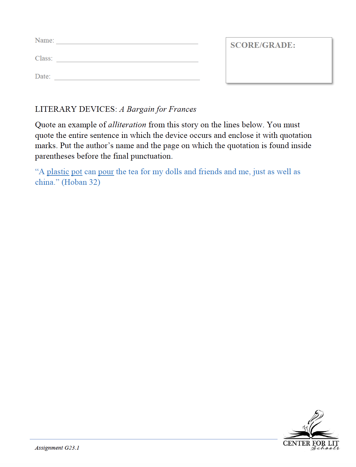 G23.1: A Bargain for Frances