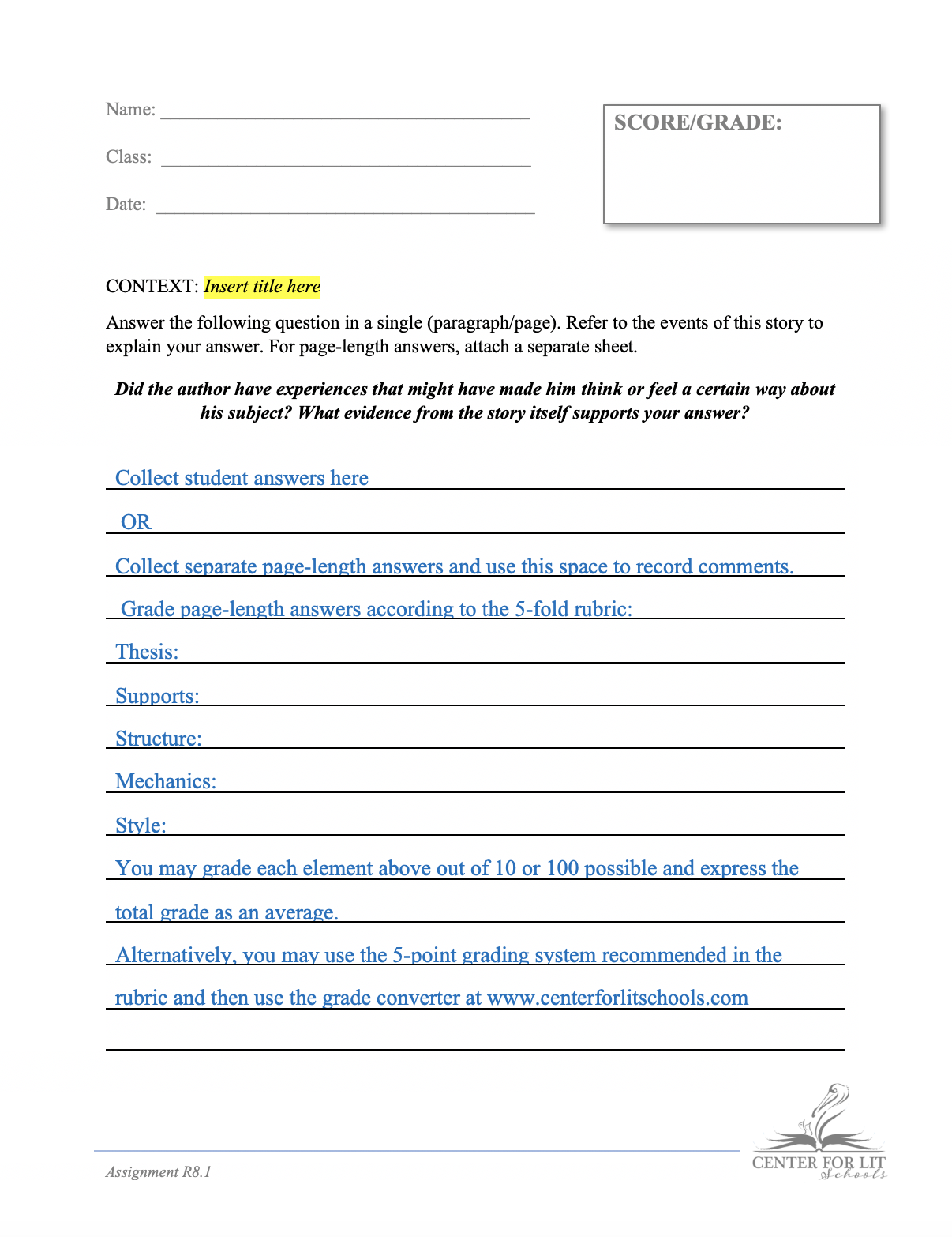 Theme 26 - Short Answer Exercise: Can Personal Details of the Author's Life Help Us Understand the Story's Themes?