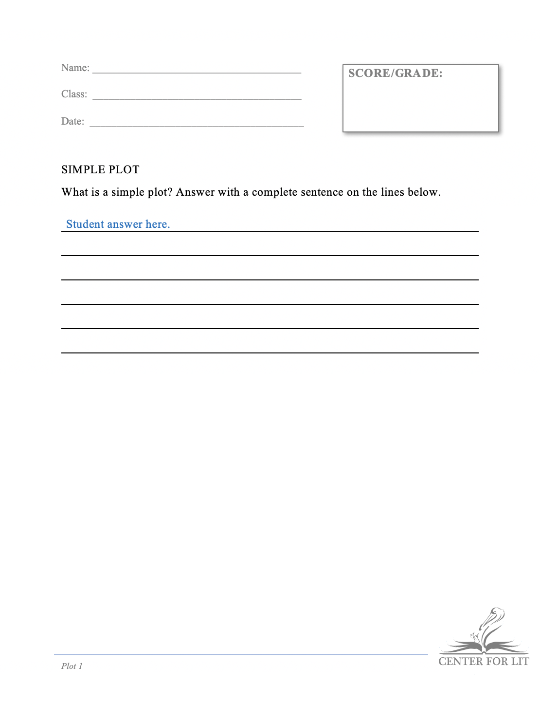 Plot 1 - Recitation Exercise: Define Simple Plot