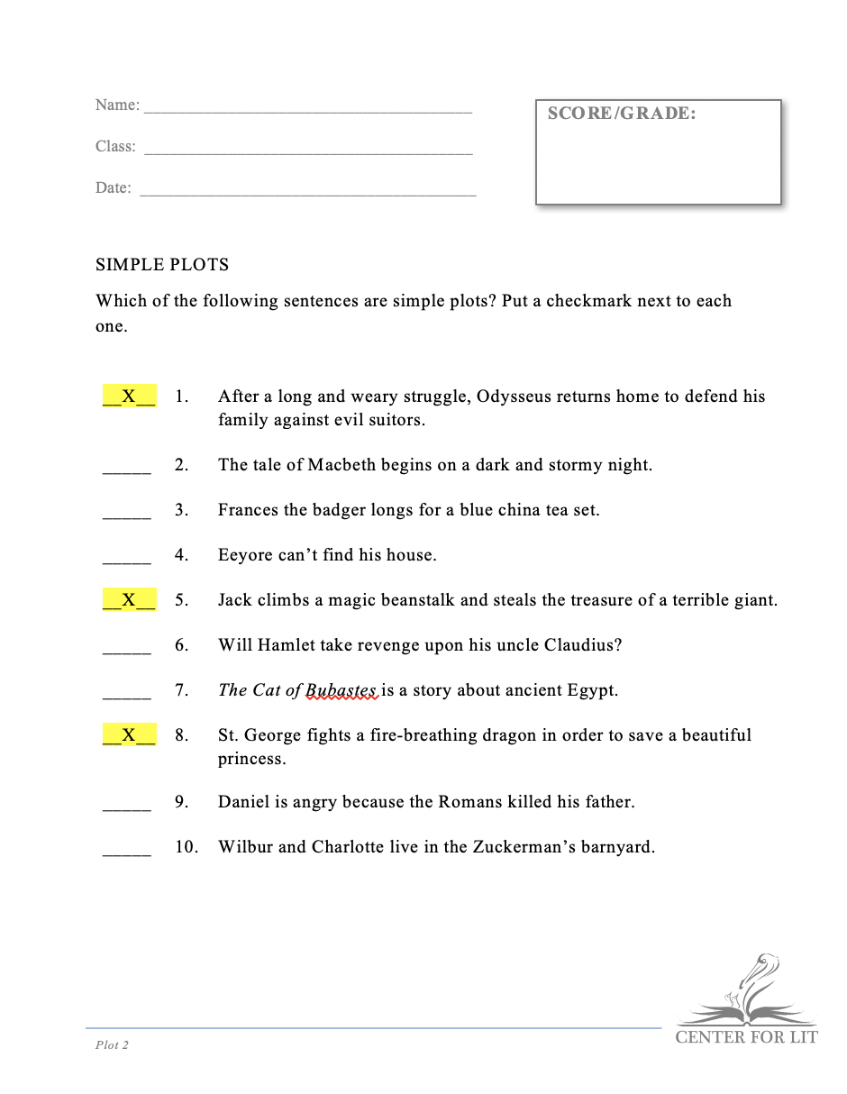 Plot 2 - ID/Selection Exercise: Identify Simple Plots