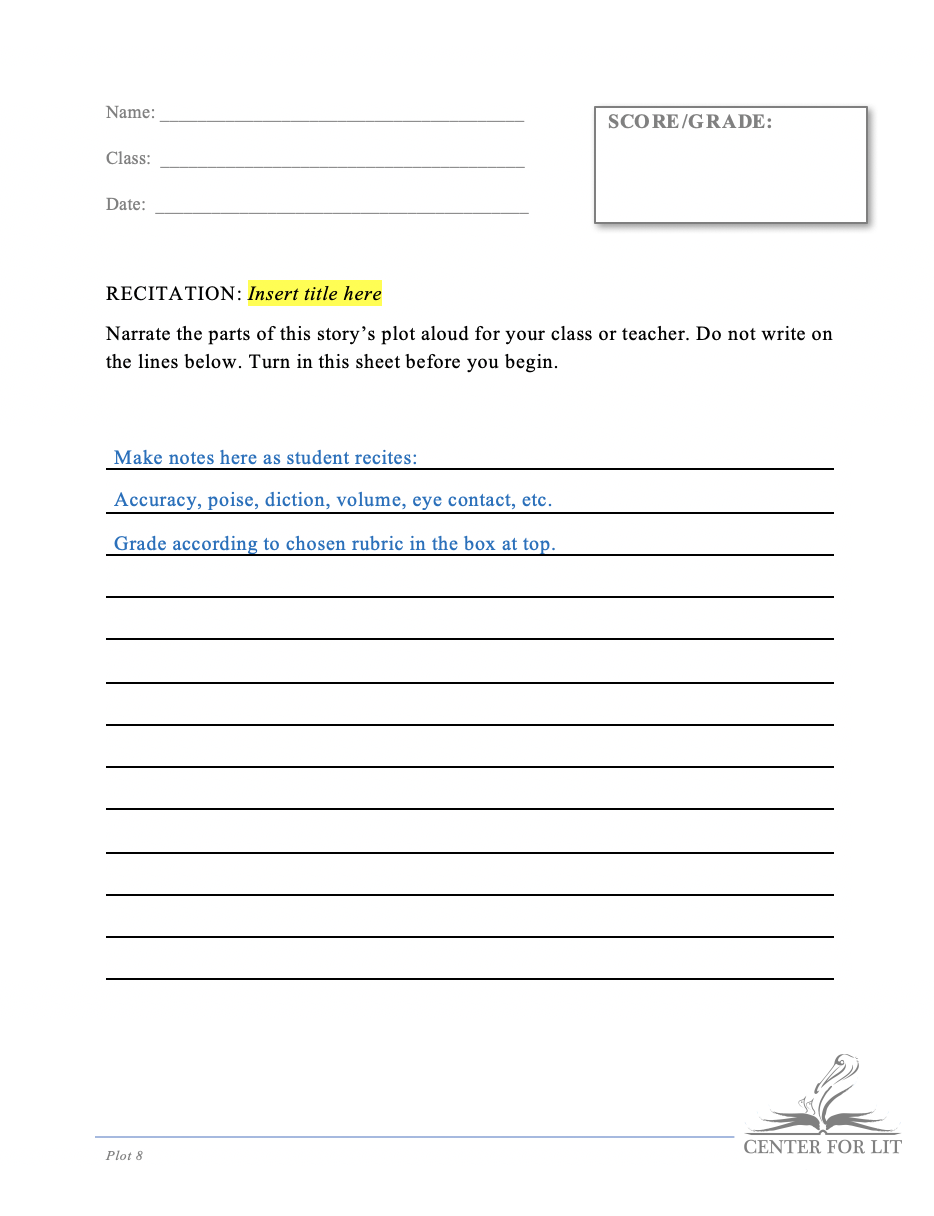 Plot 8 - Recitation Exercise: Define Stages of Plot