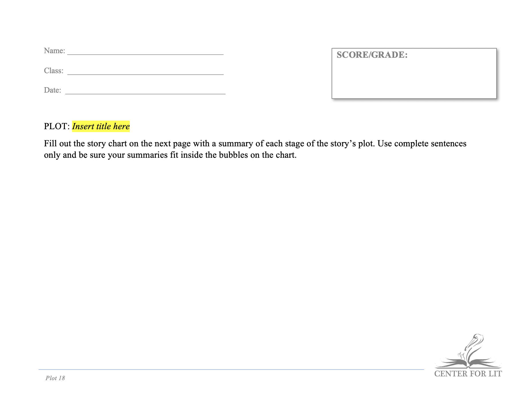 Plot 18 - Story Chart Exercise: Stages of Plot