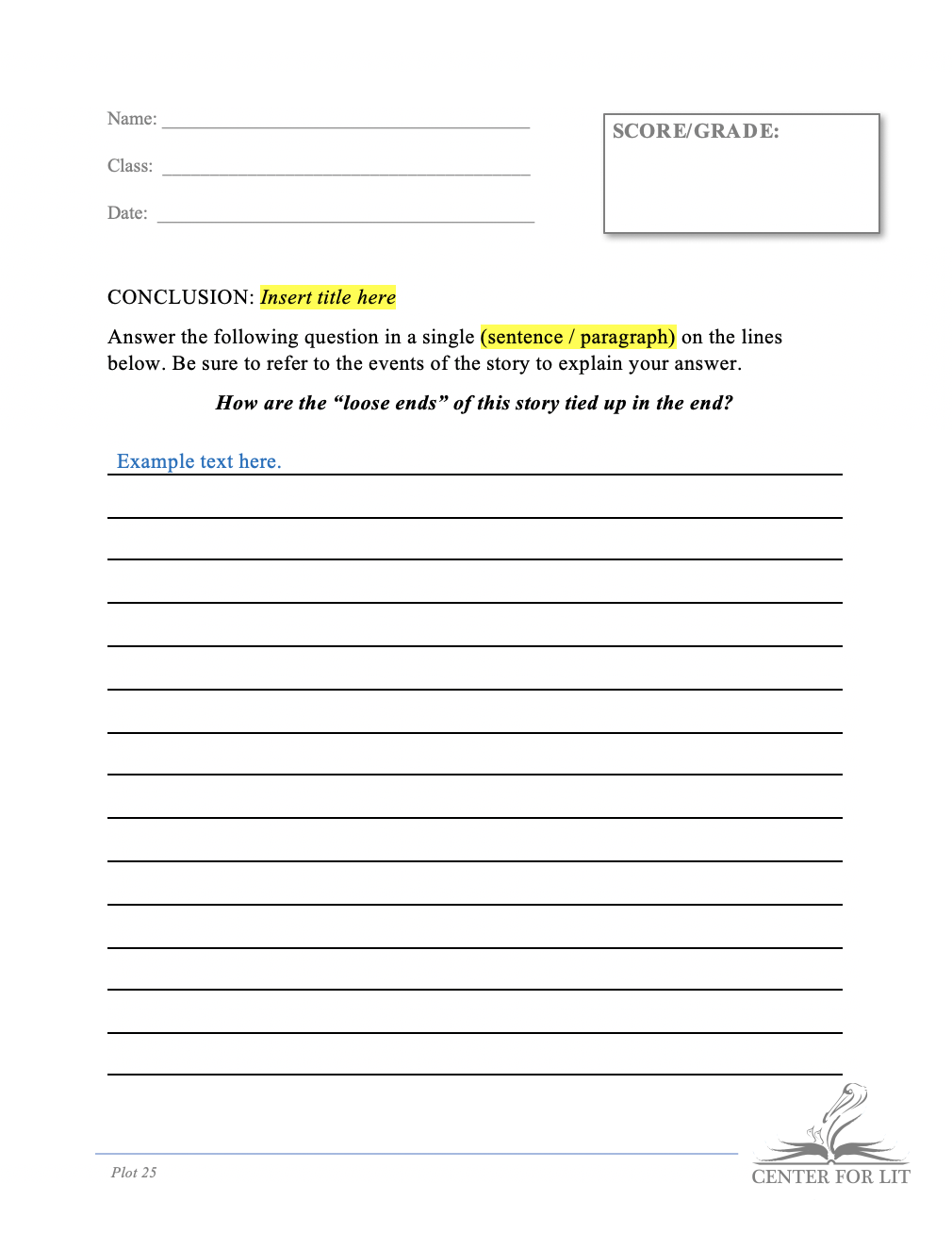 Plot 25 - Short Answer Exercise: Summarize Conclusion