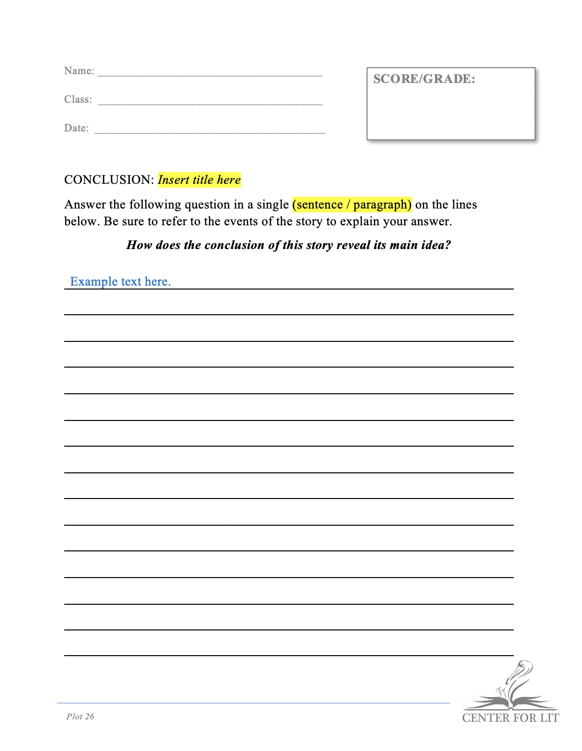 Plot 26 - Short Answer Exercise: Conclusion and Theme