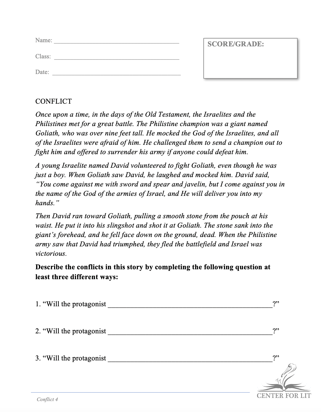 Conflict 4 - Single Sentence Exercise: Summarize the Conflict