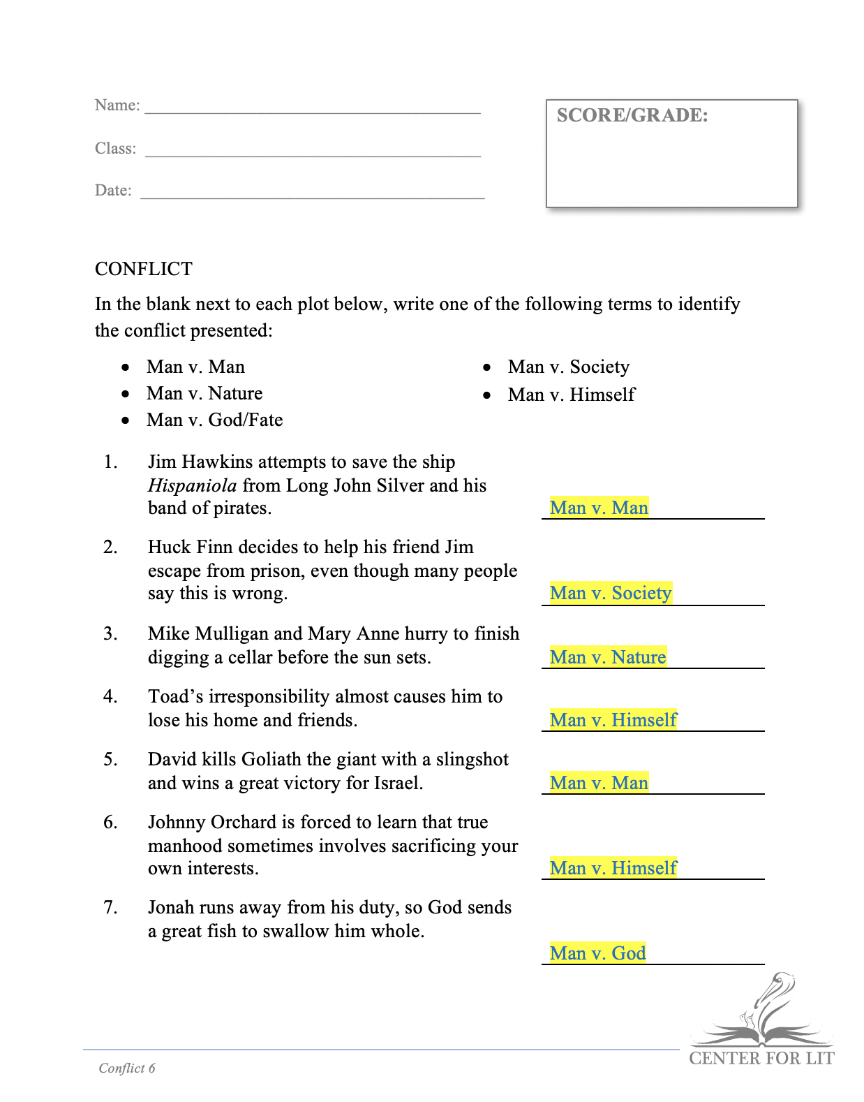 Conflict 6 - ID/Selection Exercise: Identify Conflict Types