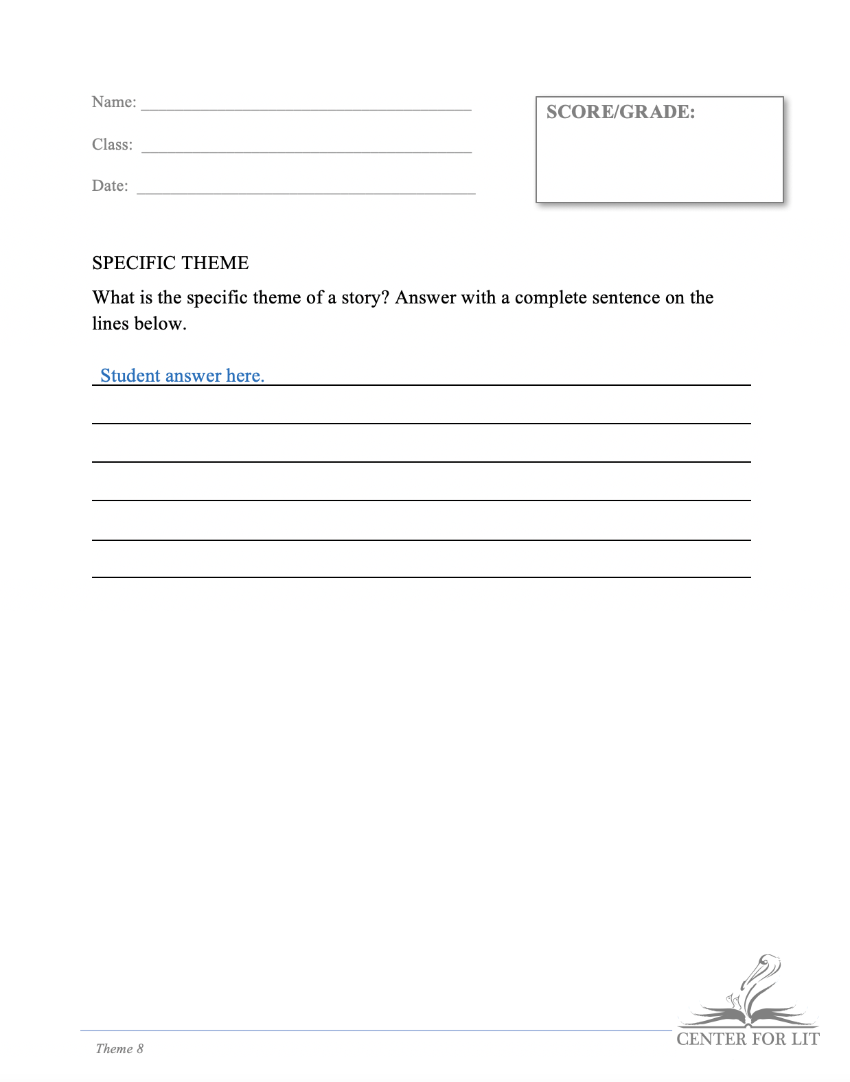 Theme 8 - Recitation Exercise: Define Specific Theme