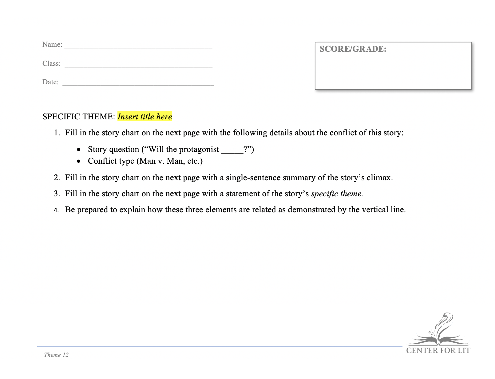 Theme 12 - Story Chart Exercise: Identify Specific Theme