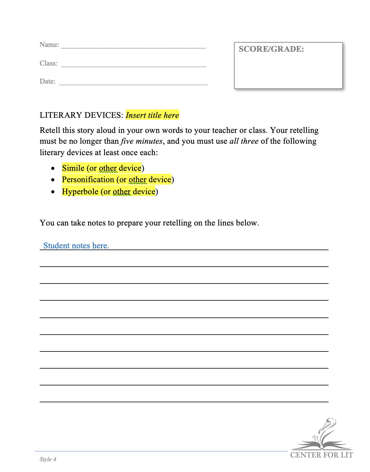 Style 4 - Oral Exercise: Retell Current Story