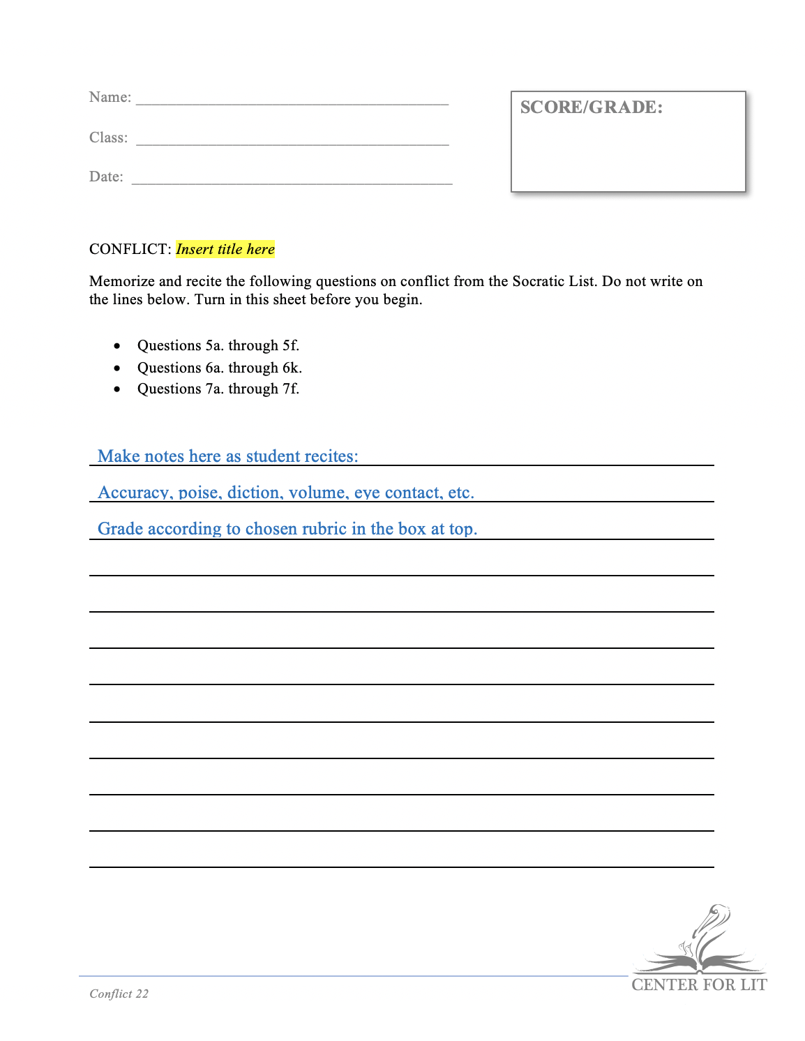 Conflict 22 - Recitation Exercise: Discuss Conflict