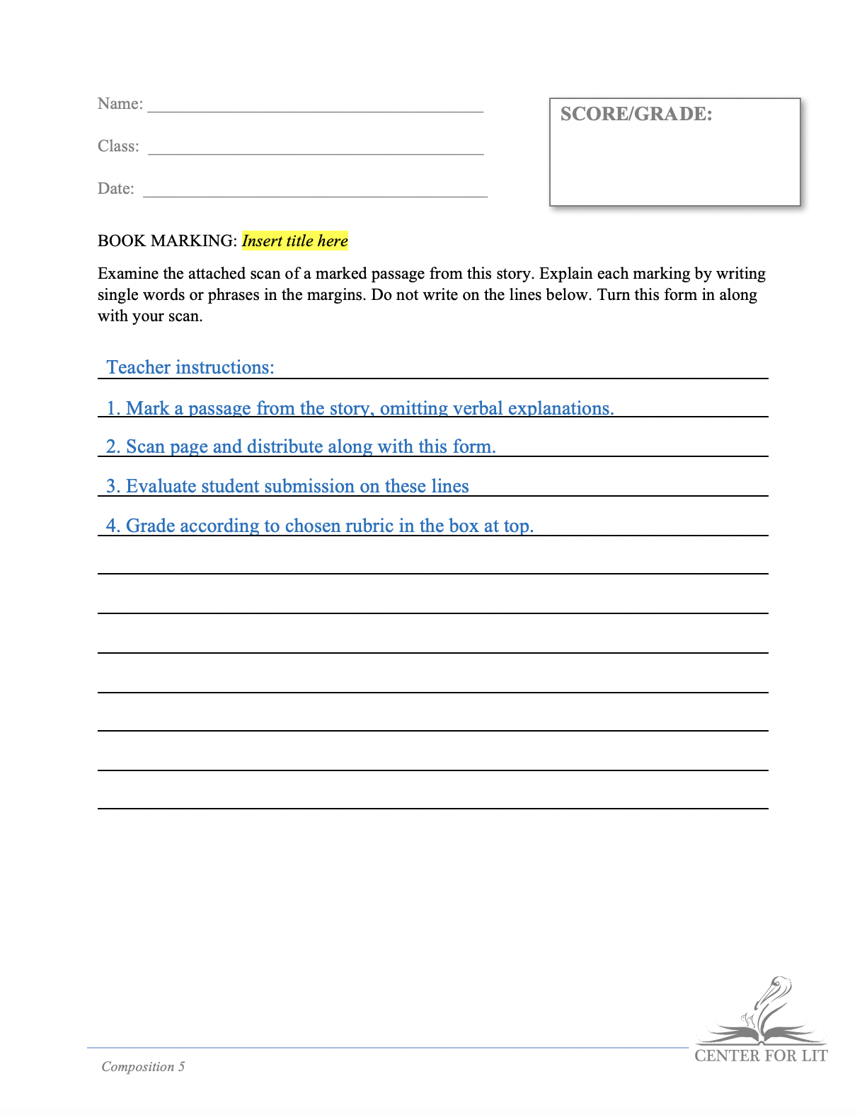 Composition 5 - Notation Exercise: Explain Notations