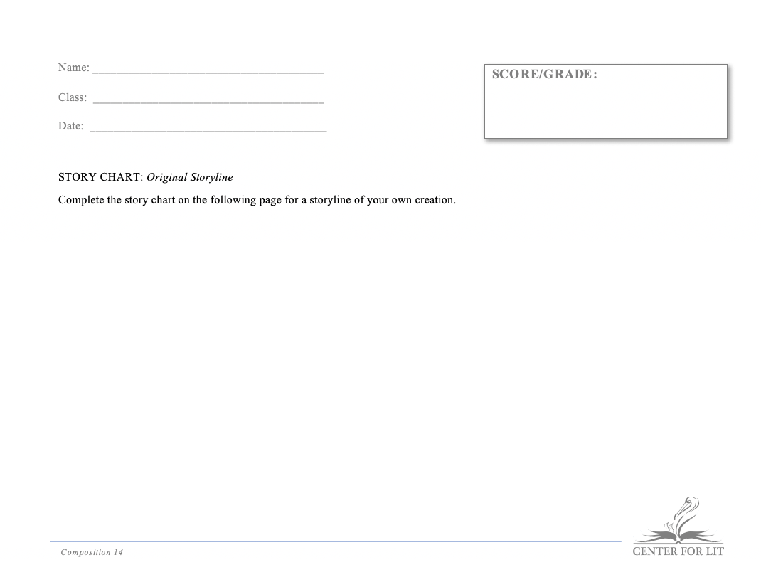 Composition 14 - Creative Writing Exercise: Completed Story Chart of Original Story Line
